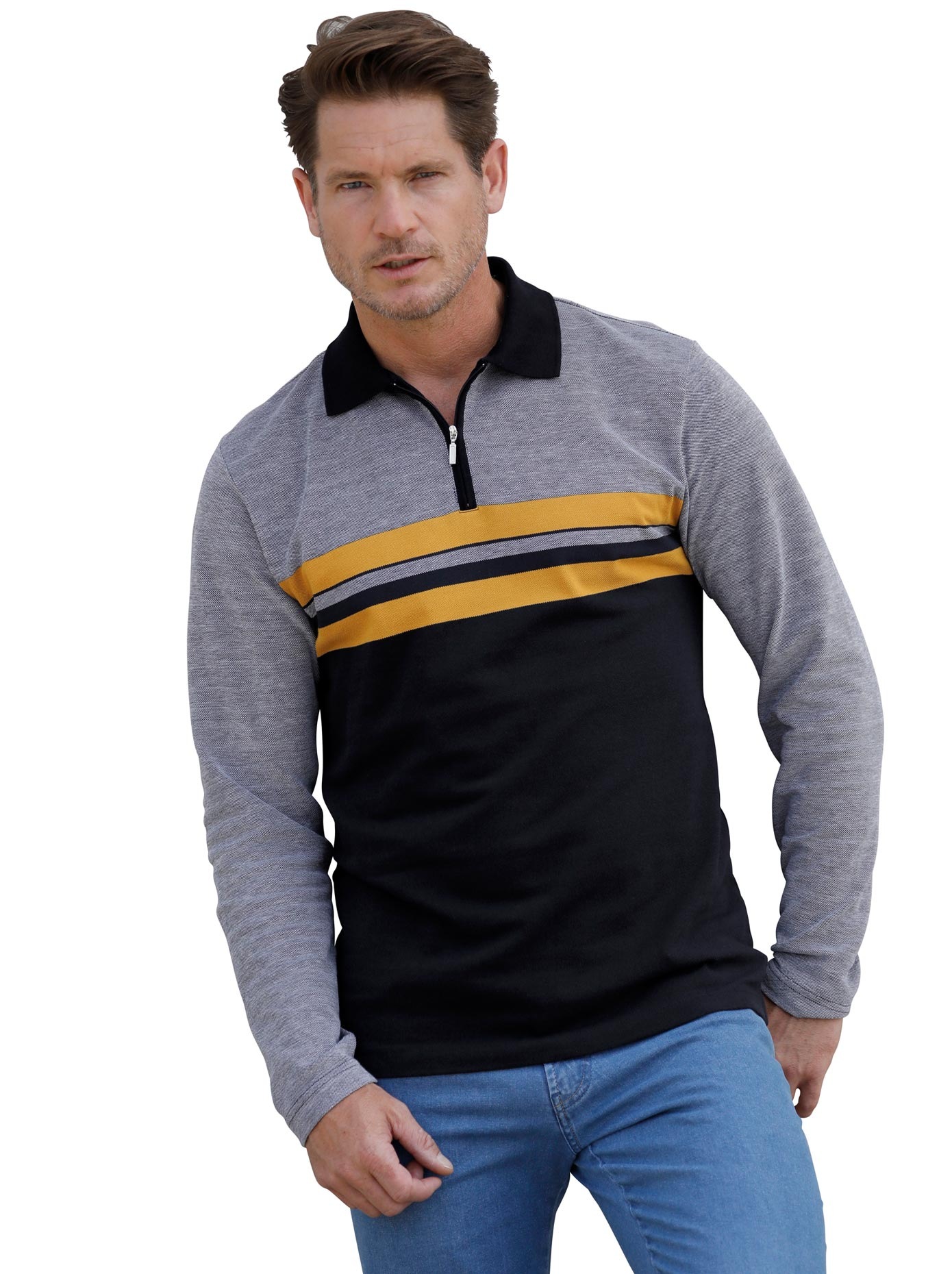 Image of Marco Donati Langarmshirt »Langarm-Poloshirt«, (1 tlg.) bei Ackermann Versand Schweiz