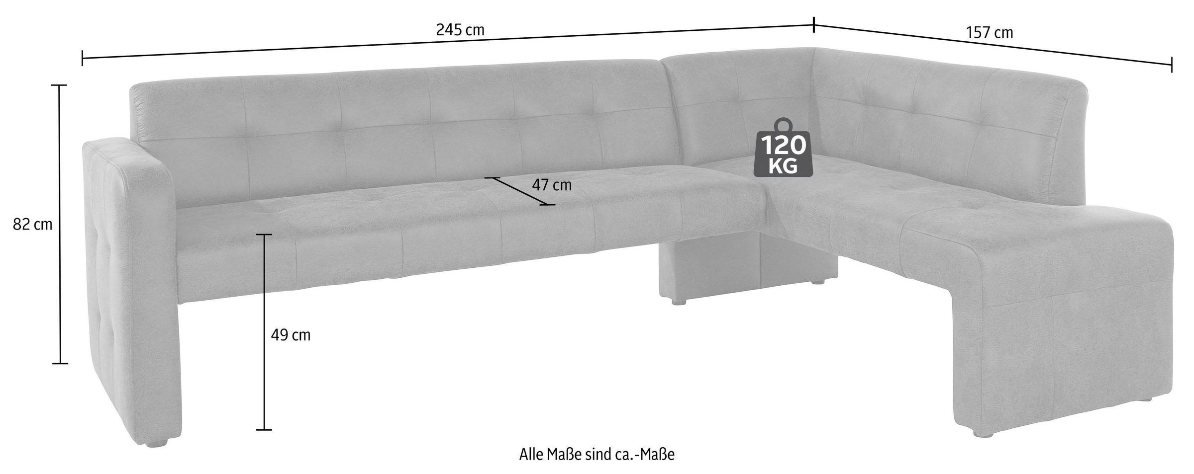 exxpo - sofa fashion Eckbank »Barista mit toller Detailverarbeitung, hohe Bodenfreiheit«, Komfortsitzhöhe 49cm, Frei im Raum stellbar