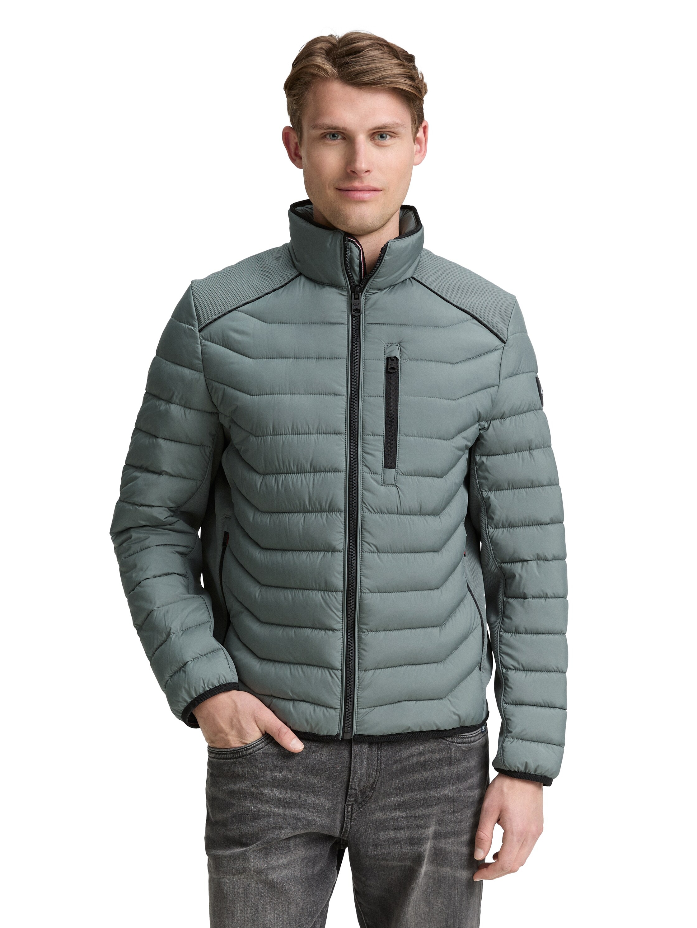 Image of TOM TAILOR Steppjacke ohne Kapuze mit Logo Stickerei