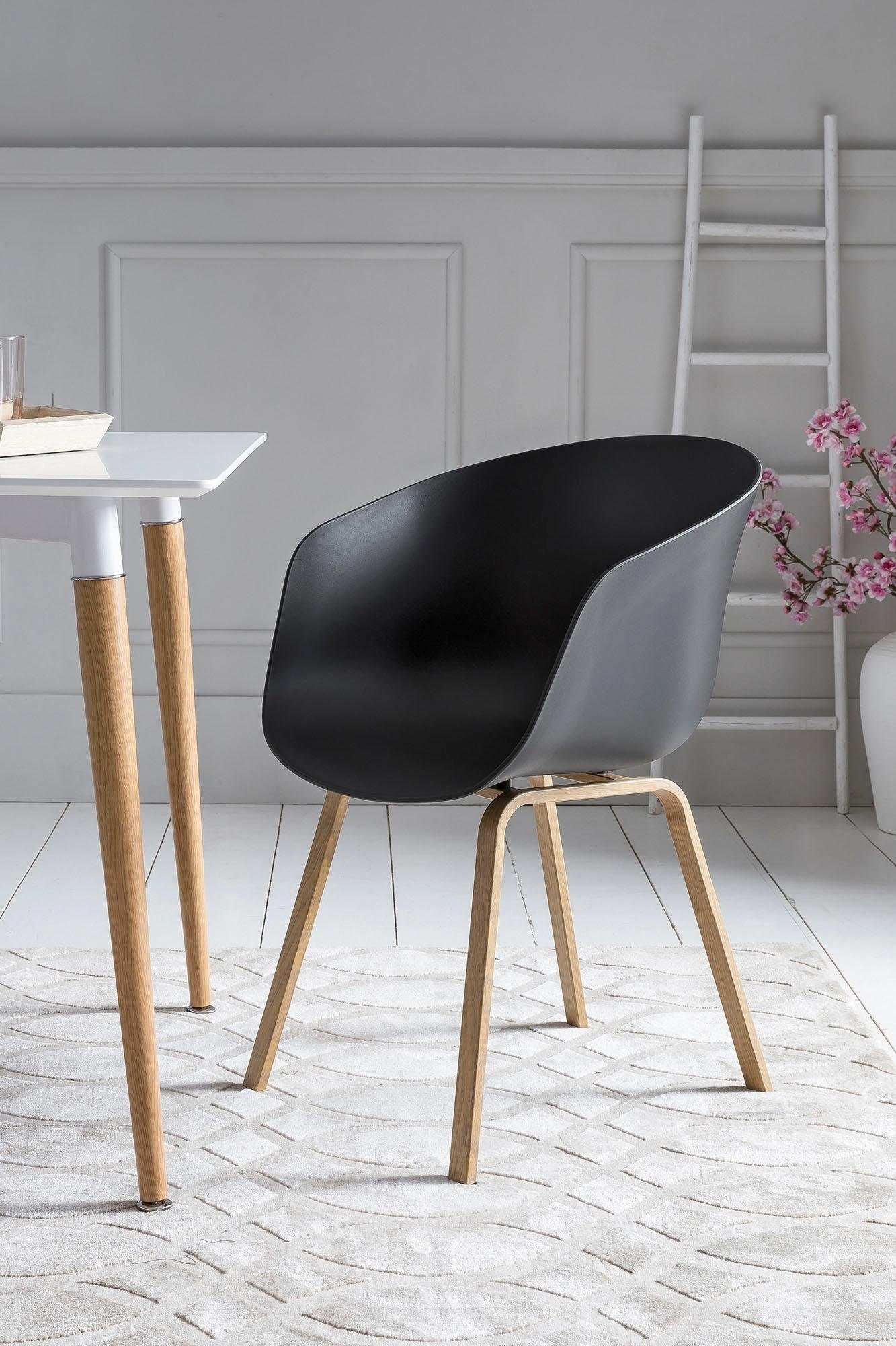Image of SalesFever Schalenstuhl "Lund Designer Esszimmerstuhl im 2er-Set" (Set) 2 Stk.Zweier-Set: Metallbeine mit edler Holzoptik