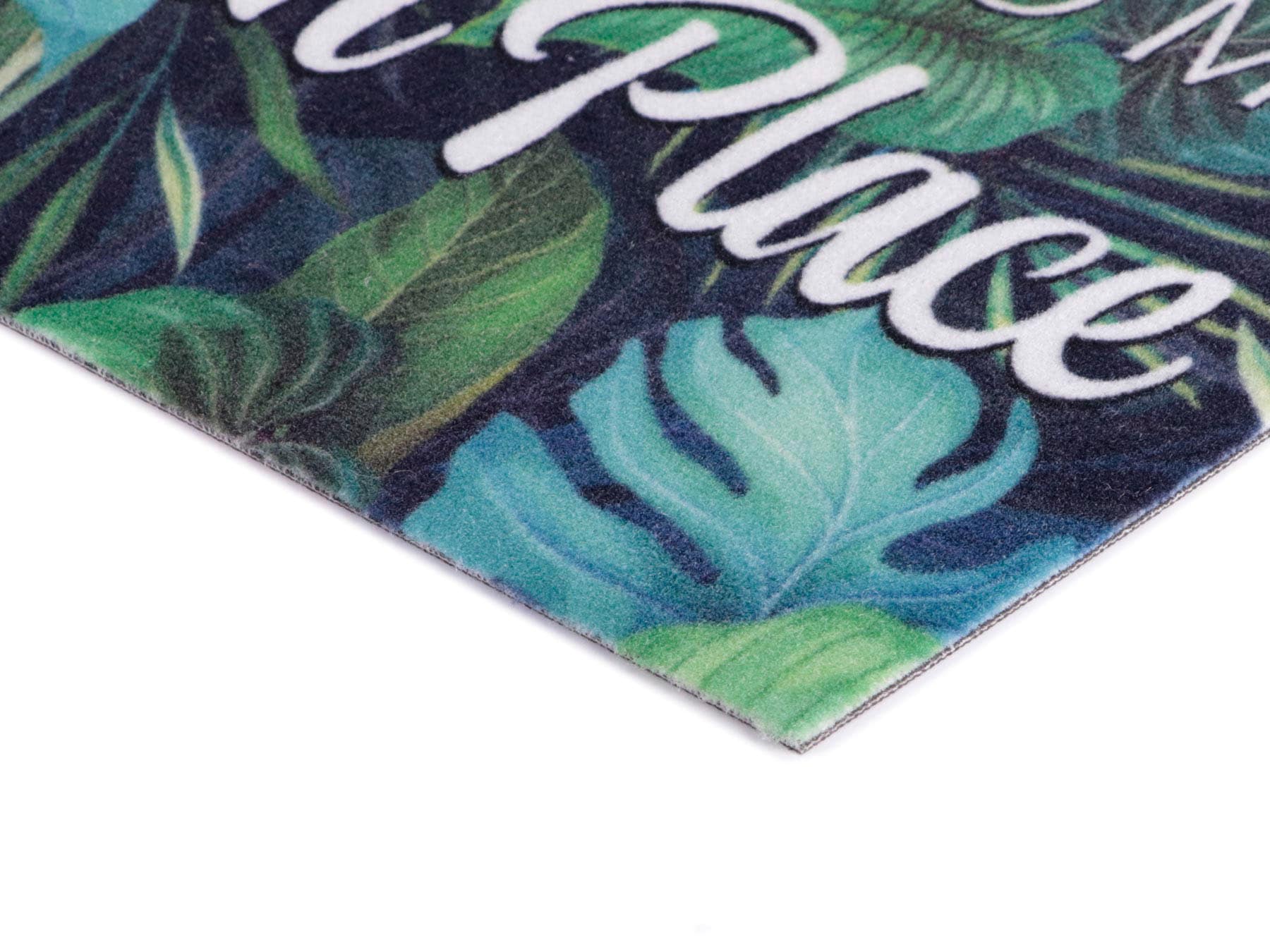 Primaflor-Ideen in Textil Fussmatte »VELVET - HIDDEN PLACE, Made in Belgium«, rechteckig, 5 mm Höhe, Schmutzfangmatte, Motiv Dschungel, mit Spruch, waschbar, rutschhemmend