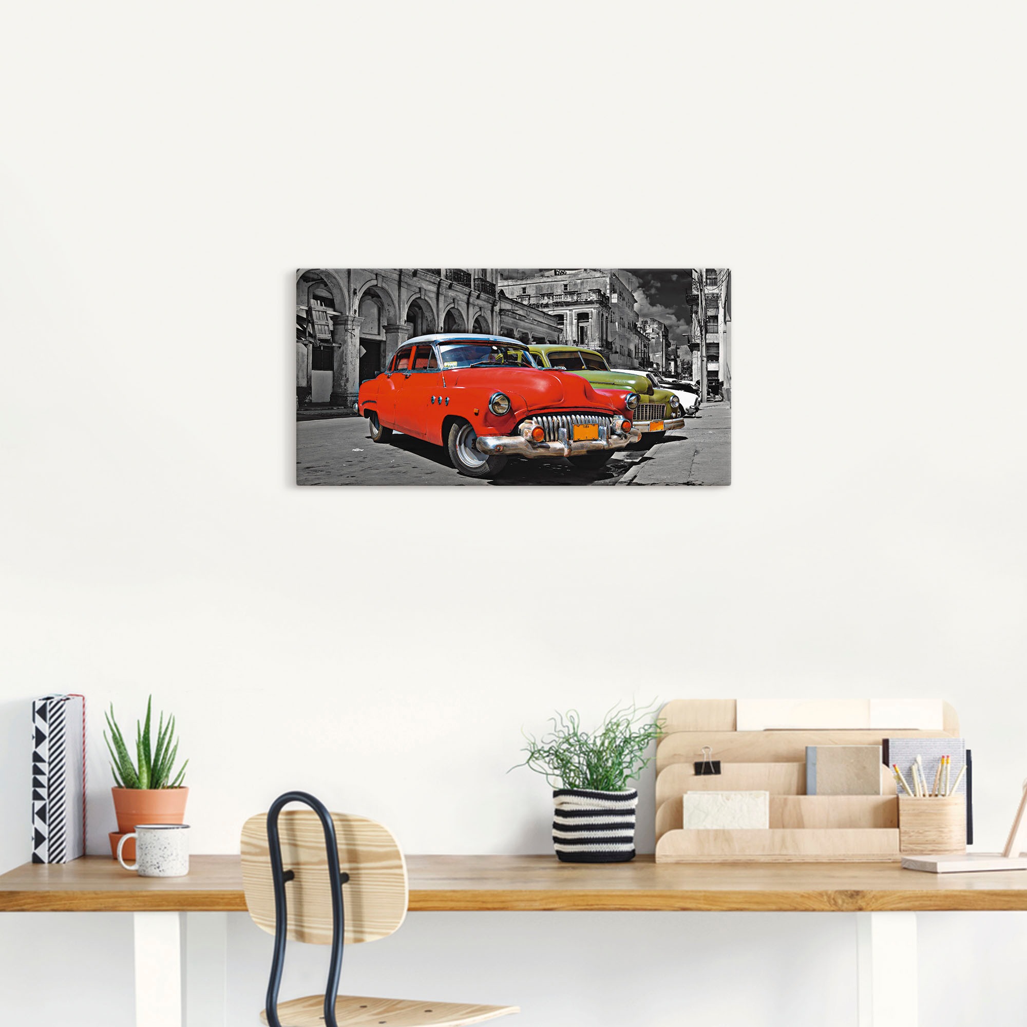 Artland Wandbild »Ansicht von bunten Havanna Autos«, Auto, (1 St.), als Alubild, Outdoorbild, Leinwandbild, Wandaufkleber, versch. Grössen