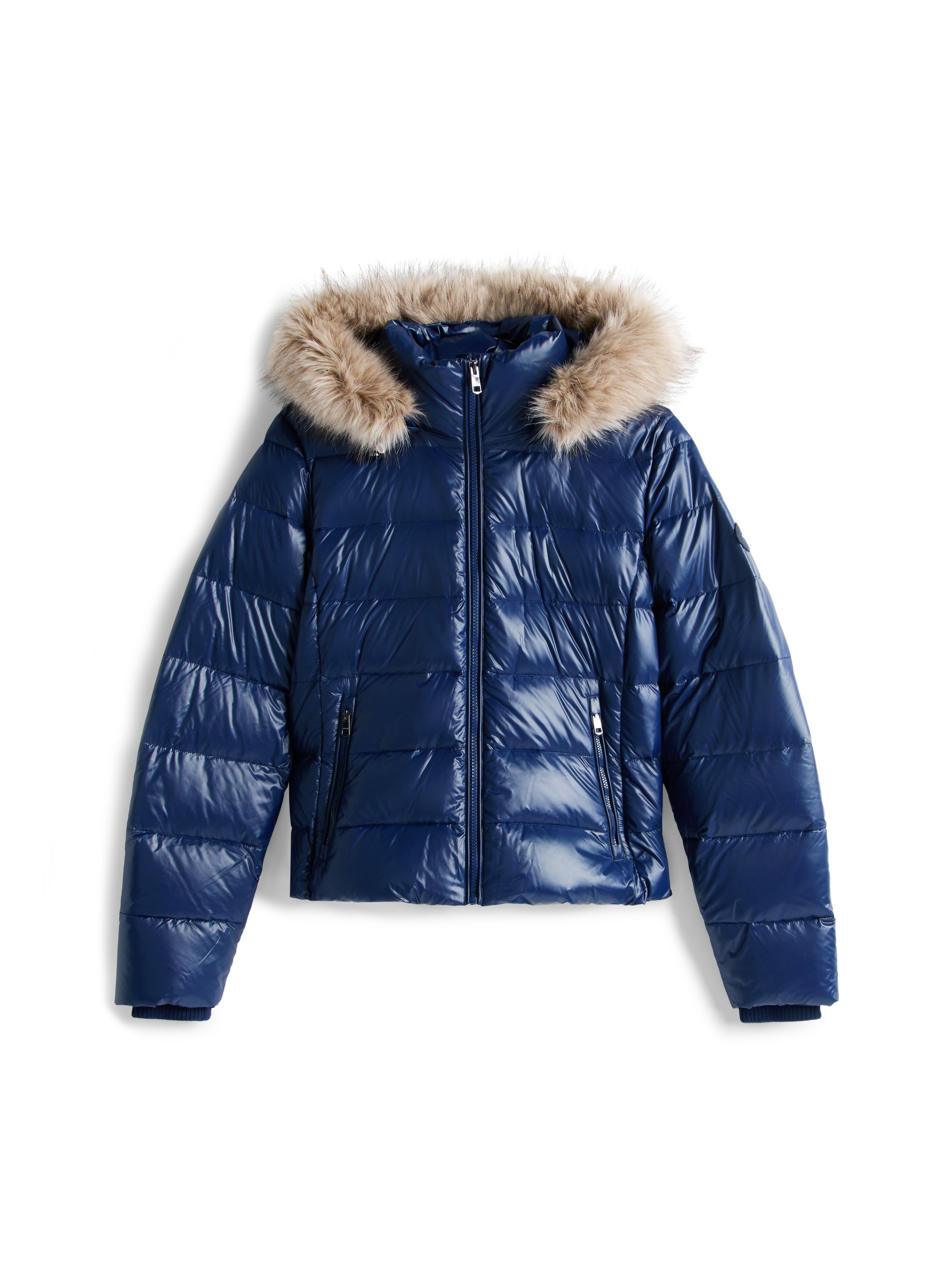 Tommy Hilfiger Veste matelassée »GLOSS HW DOWN SLIM JACKET W FUR« in leicht glänzender Optik, mit Fellimitat