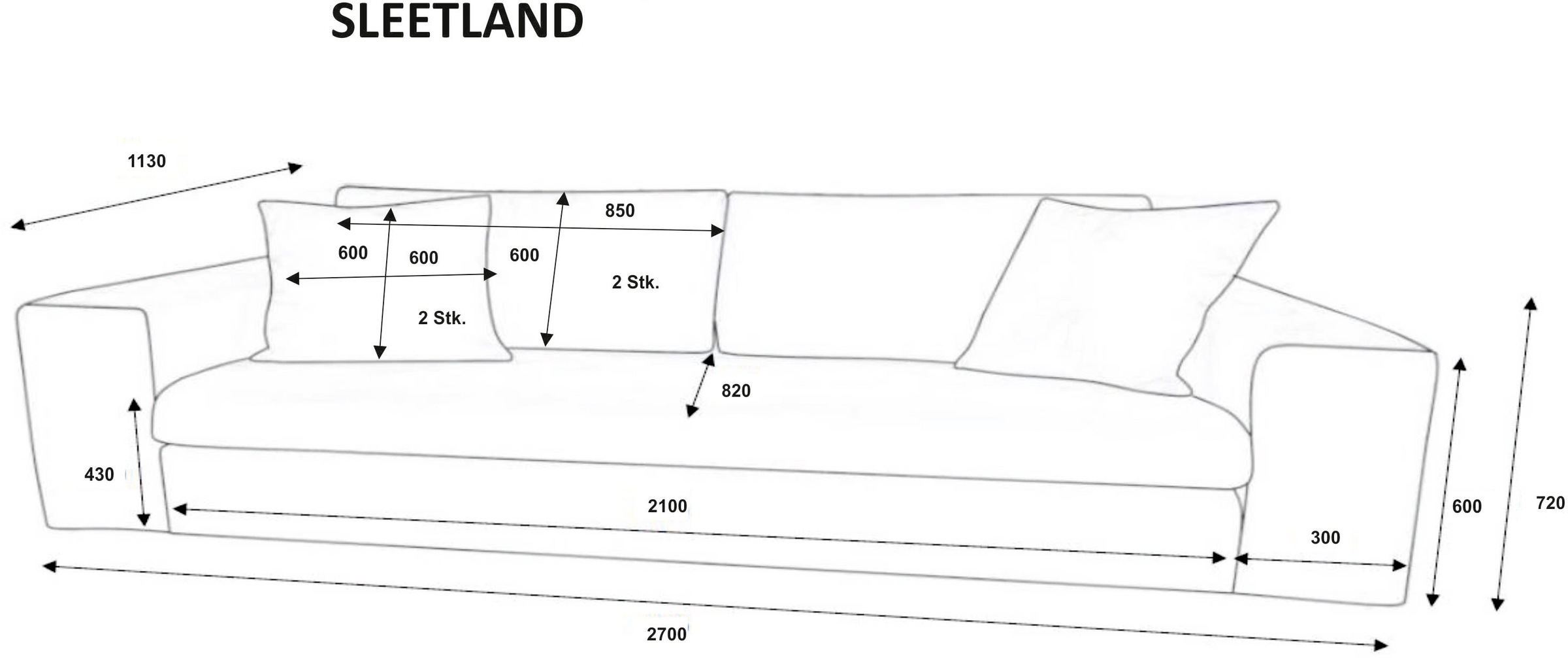 Home affaire 3-Sitzer »SLEETLAND XXL in Samtvelours oder Vintage-Leder-Optik« besonders gross und bequem