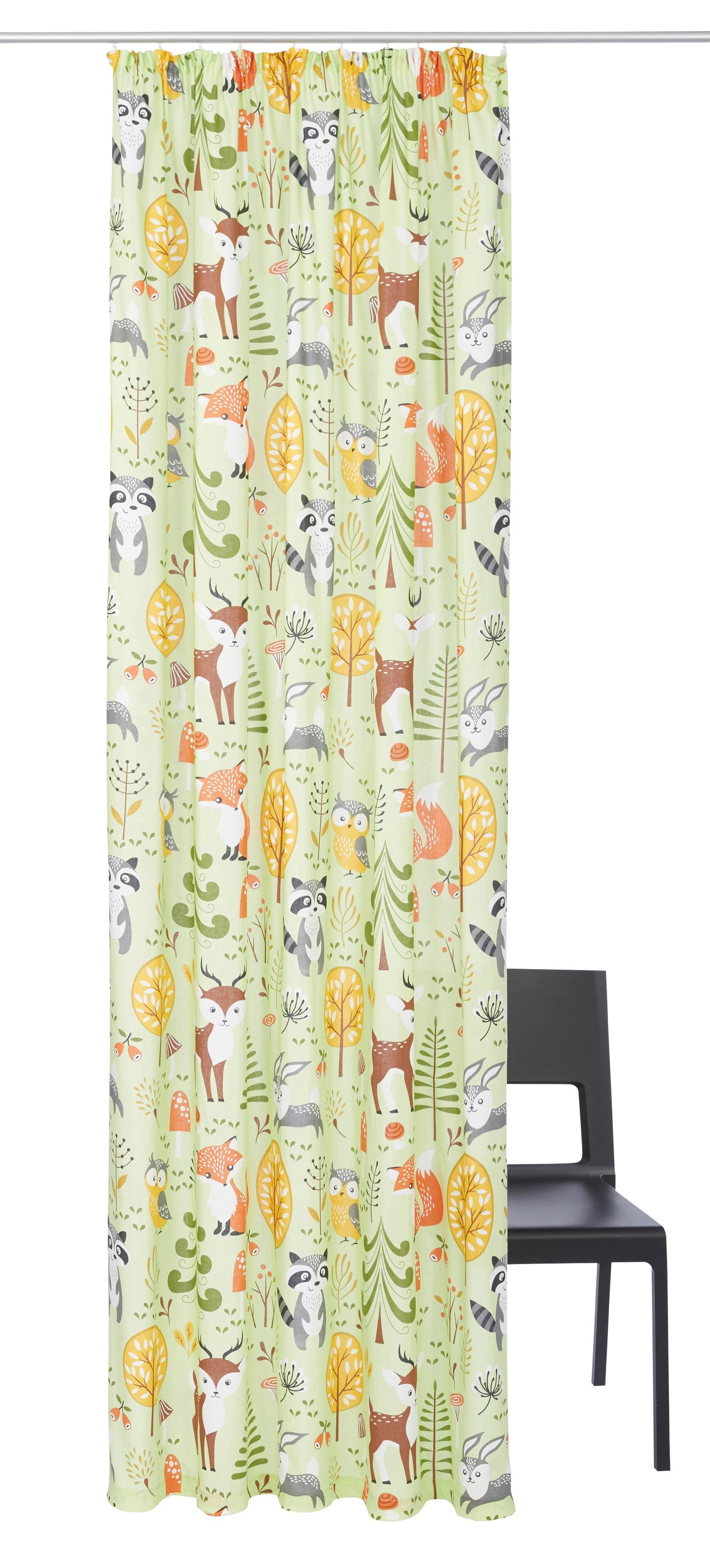 Image of GOODproduct Gardine "Waldtiere" Kräuselband 1 Stk. tlg. Kindergardine, einseitig bedruckt, halbtransparent