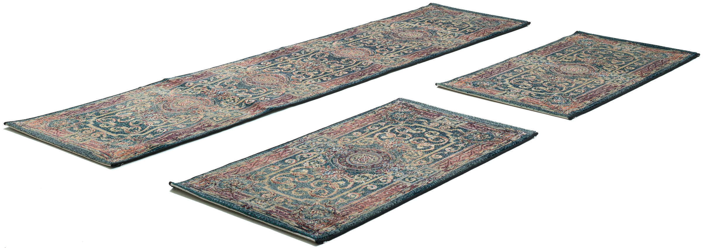 THEKO Bettumrandung »Gabiro 856« Höhe 10 mm 3 Stk. tlg. Bettvorleger, Läufer Set für das Schlafzimmer, Kurzflor, Orient-Optik