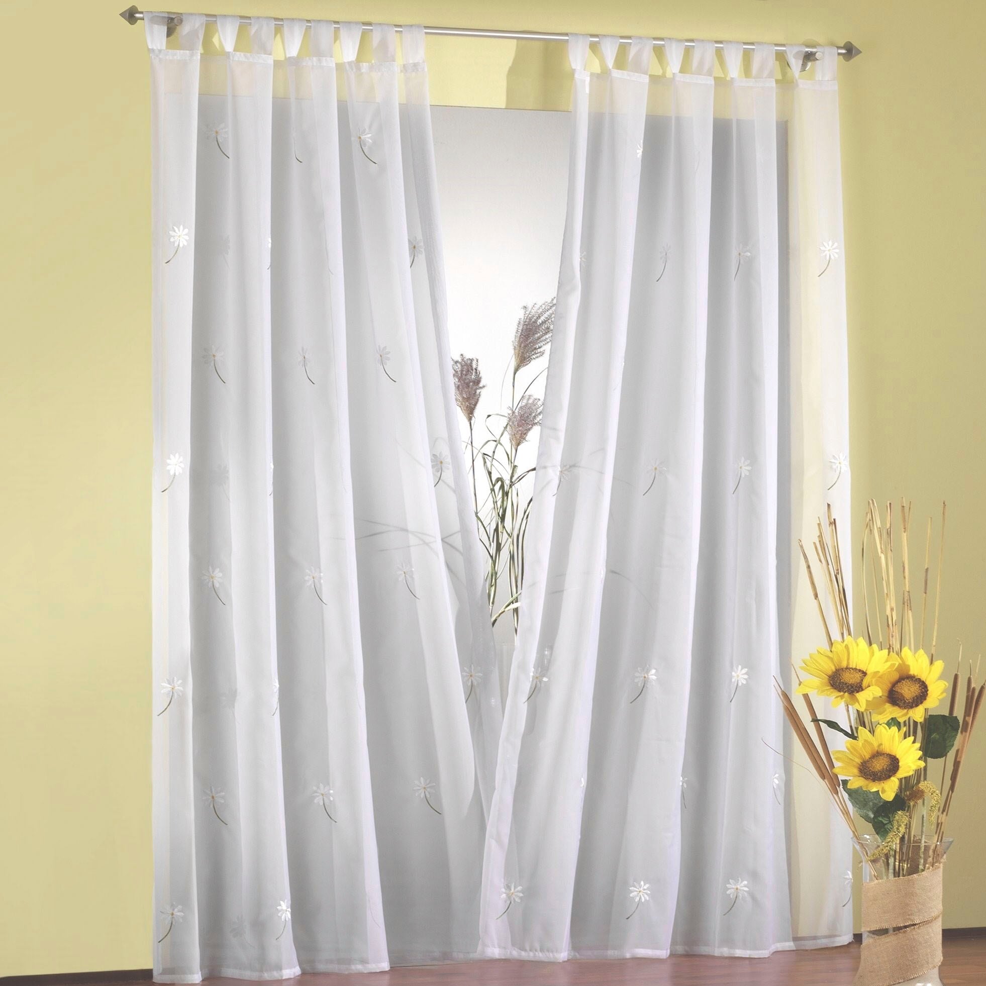 Image of Weckbrodt Vorhang "Daisy" Schlaufen 1 Stk. tlg. Voile, halbtransparent, bestickt, Floral, geblümt, Gardine, Store