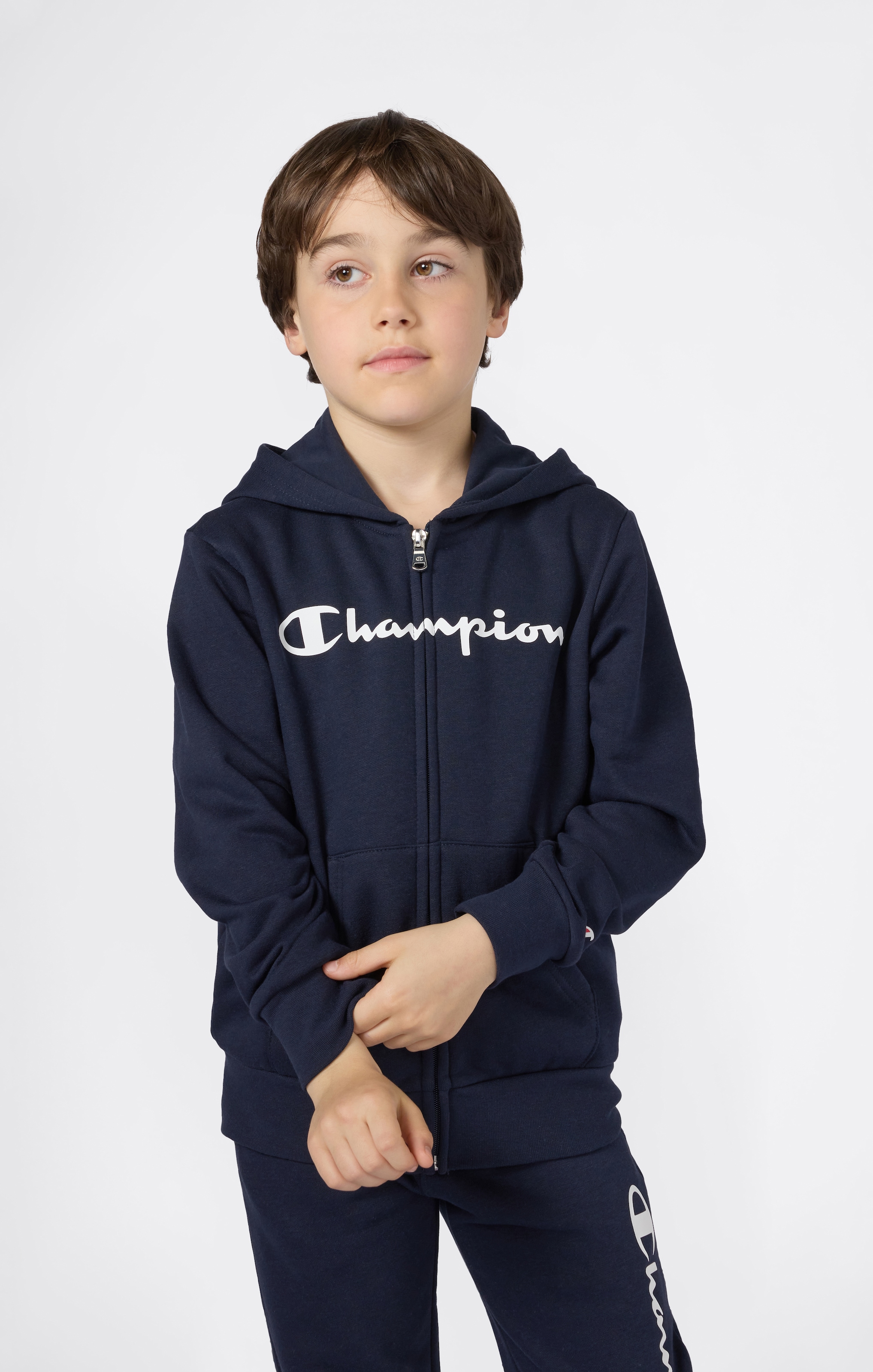 Image of Champion Kapuzensweatjacke "BASICS Fleece Full Zip Sweatshirt" mit Kapuze, aus Baumwollmischung, Langarm