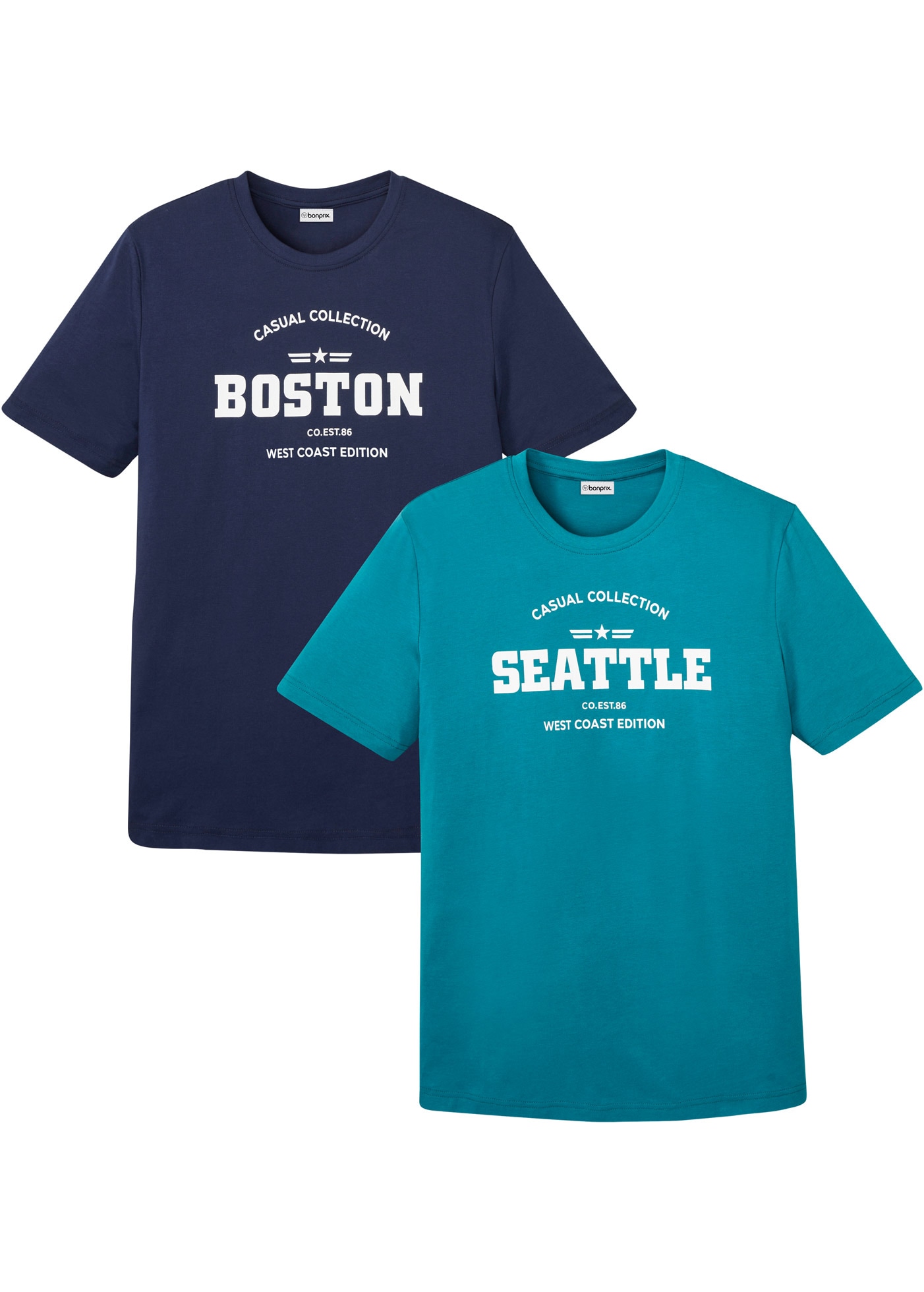 Image of bonprix T-Shirt Packung, 2 Regular Fit Passform, Kurzarm-Design, aus Baumwolle