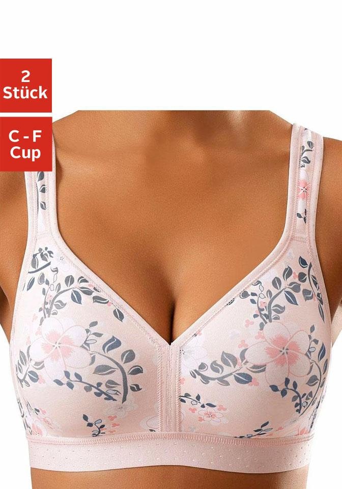 Image of petite fleur Soft-BH Packung, 2 Stück, ohne Bügel, Baumwoll-Qualität – ideal für grosse Grössen, bequemer BH