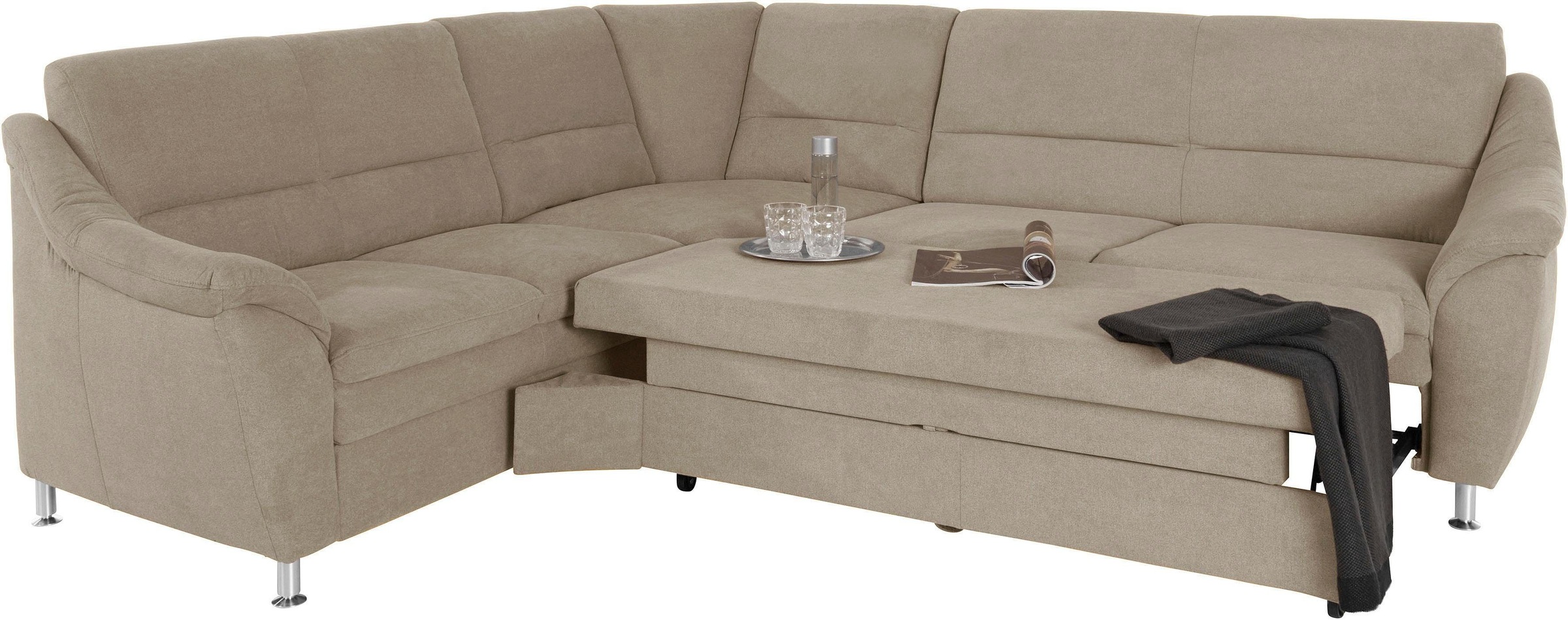 Places of Style Ecksofa »Cardoso L-Form«, mit Trapezecke für mehr Sitzkomfort, wahlweise auch mit Bettfunktion