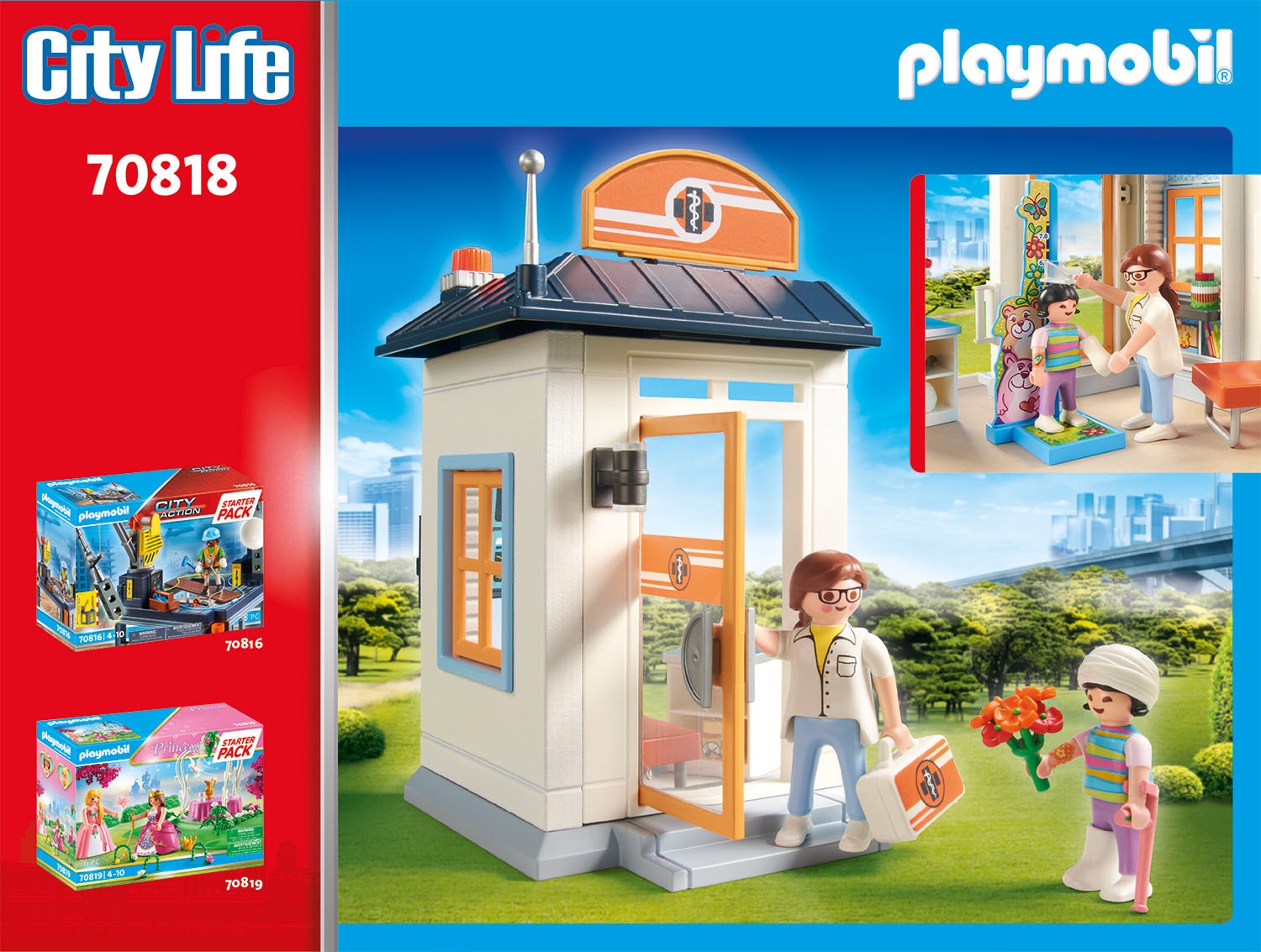 Playmobil® Konstruktions-Spielset »Starter Pack Kinderärztin (70818), City Life«, (57 St.), Made in Germany