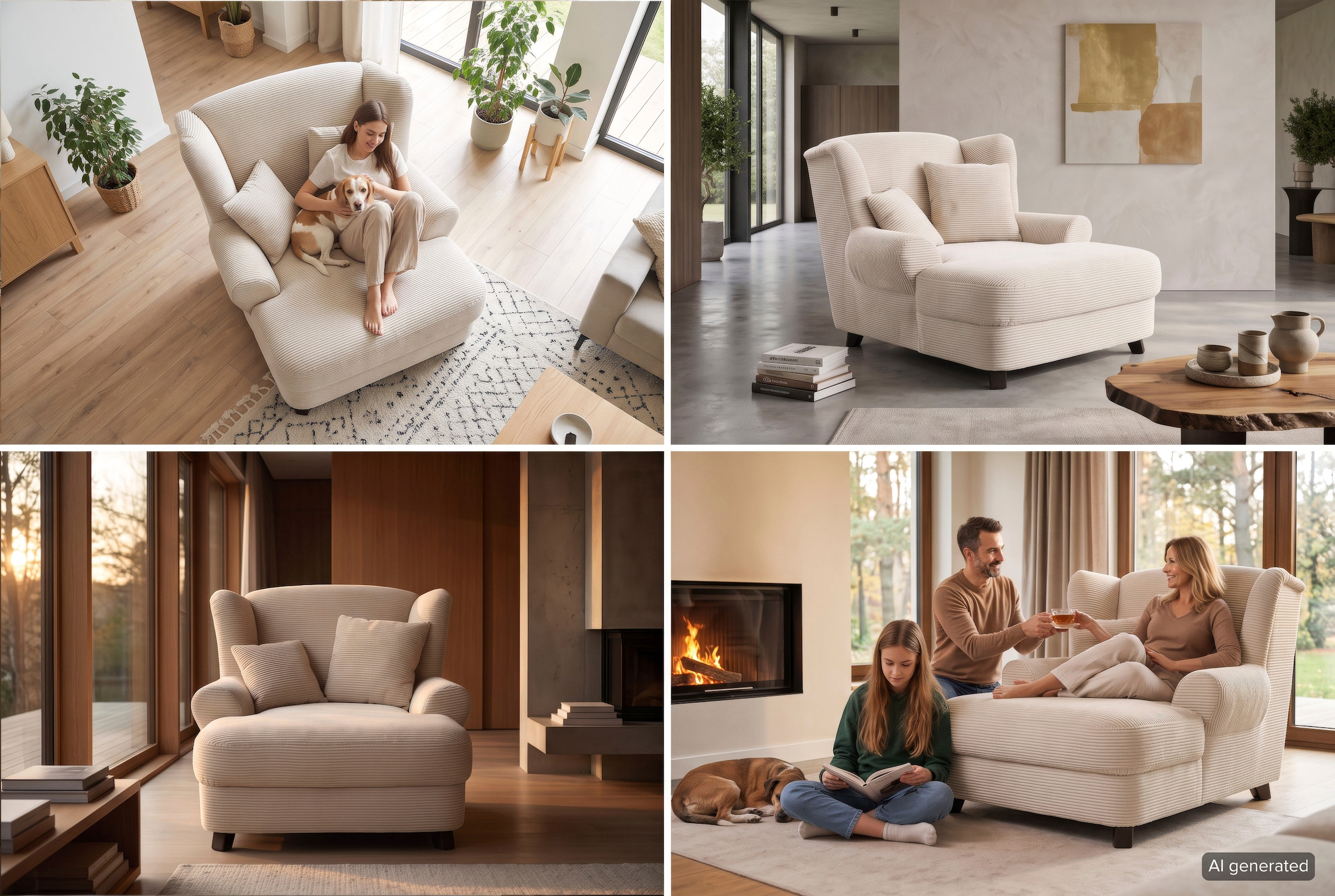 GOODproduct Fauteuil XXL »Oase, B: 120 cm, Sitzhöhe: 50 cm - OTTO. Verlässliche Qualität.« Fauteuil lounge avec 2 coussins décoratifs et pieds en bois massif