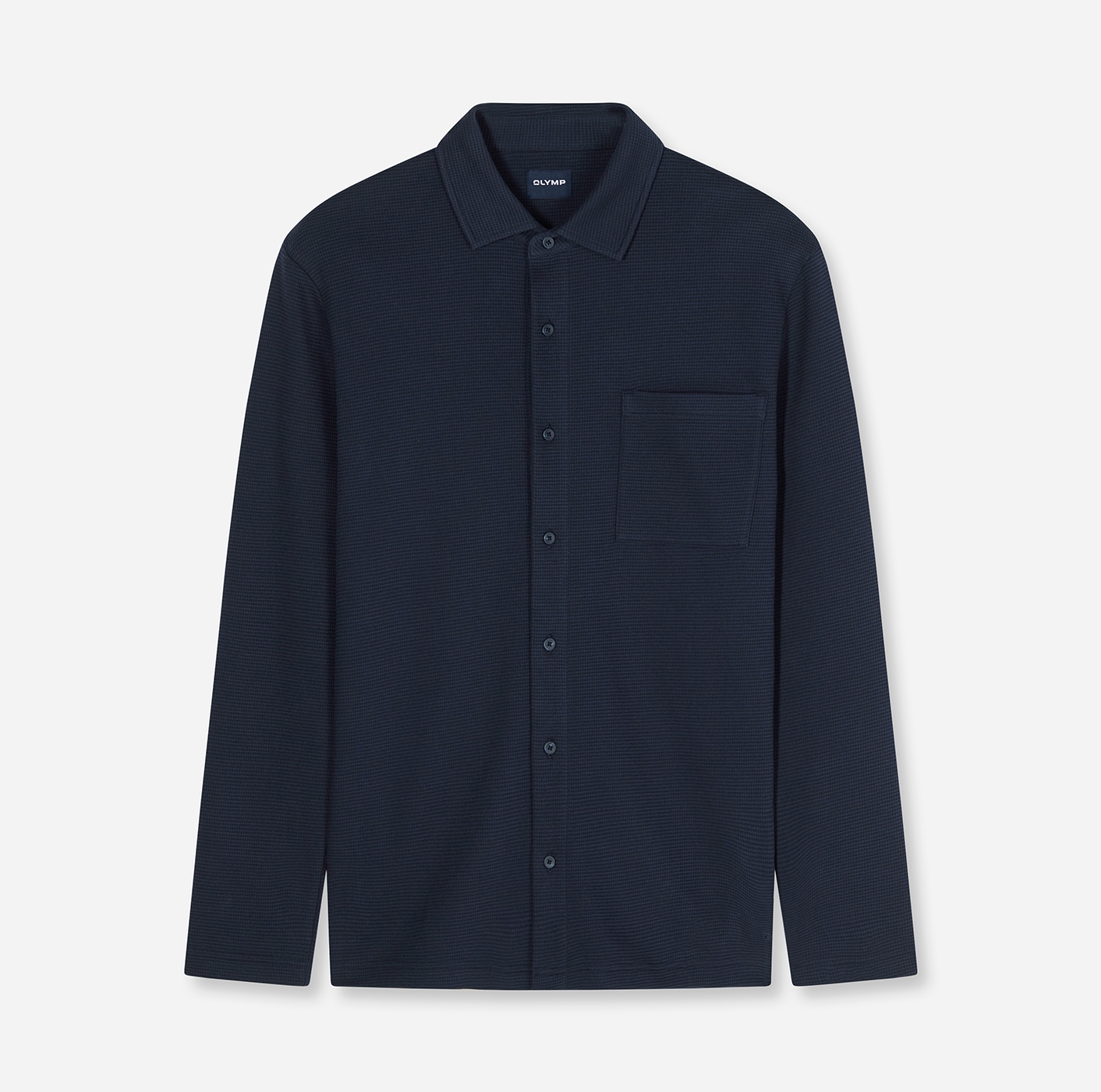 Image of OLYMP Langarm-Poloshirt "Casual" mit Waffle-Struktur
