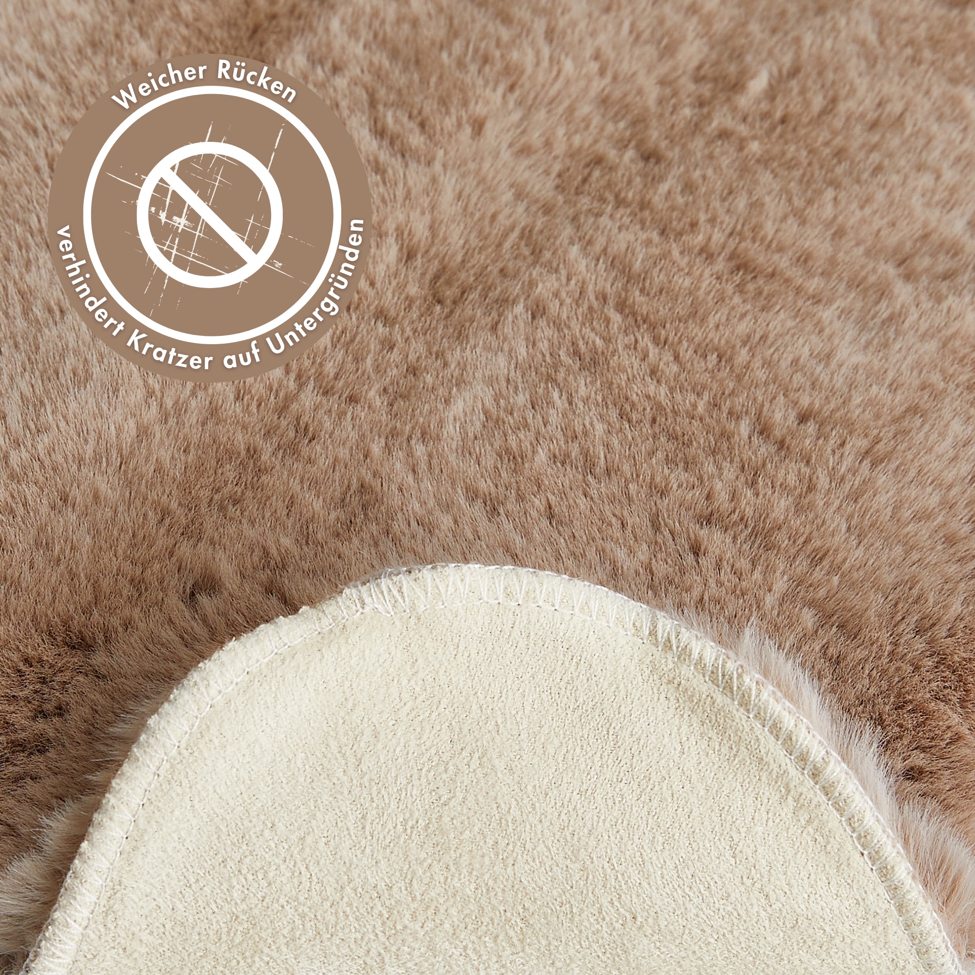 my home Tapis en fourrure »Lugano« En forme de fourrure 30 mm Höhe Kunstfell, Uni Farben, weich & kuschelig, auch als 2er Set erhältlich