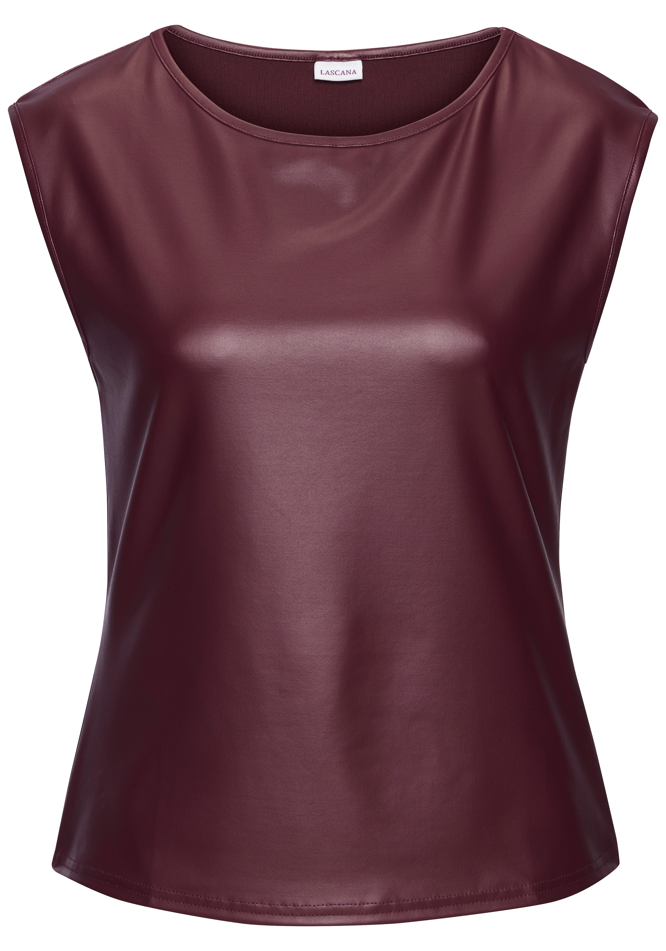 LASCANA Rundhalsshirt aus Lederimitat, Partytop
