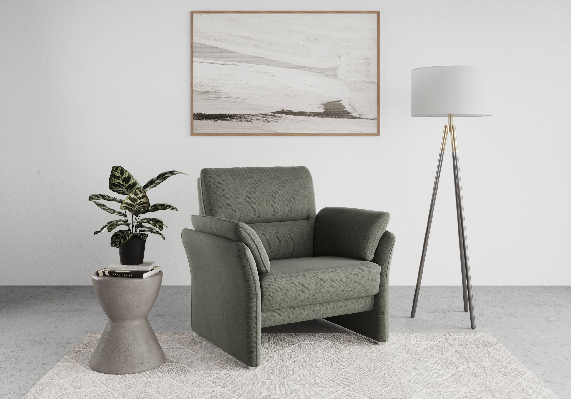 Image of DOMO collection Sessel "Pina elegant und zeitloser Clubsessel, bequemer Cocktailsessel" Hoher Sitzkomfort, Microfaser hochflorig, dunkelgrün