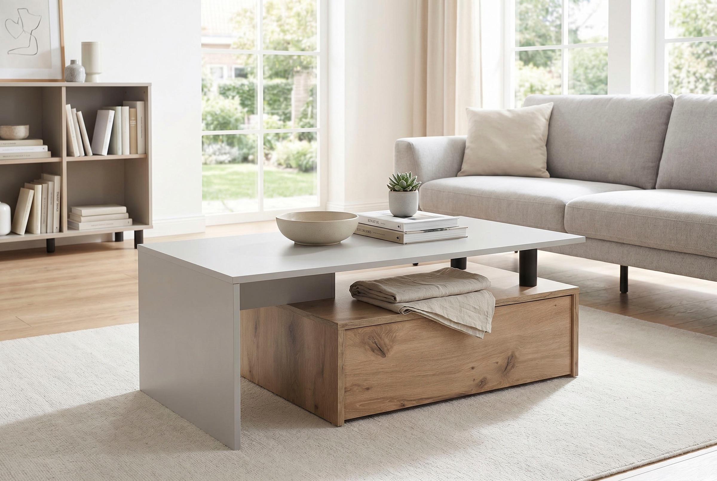HELA Couchtisch "DENNIS" Stauraum mit Schubkasten, Breite 110 cm