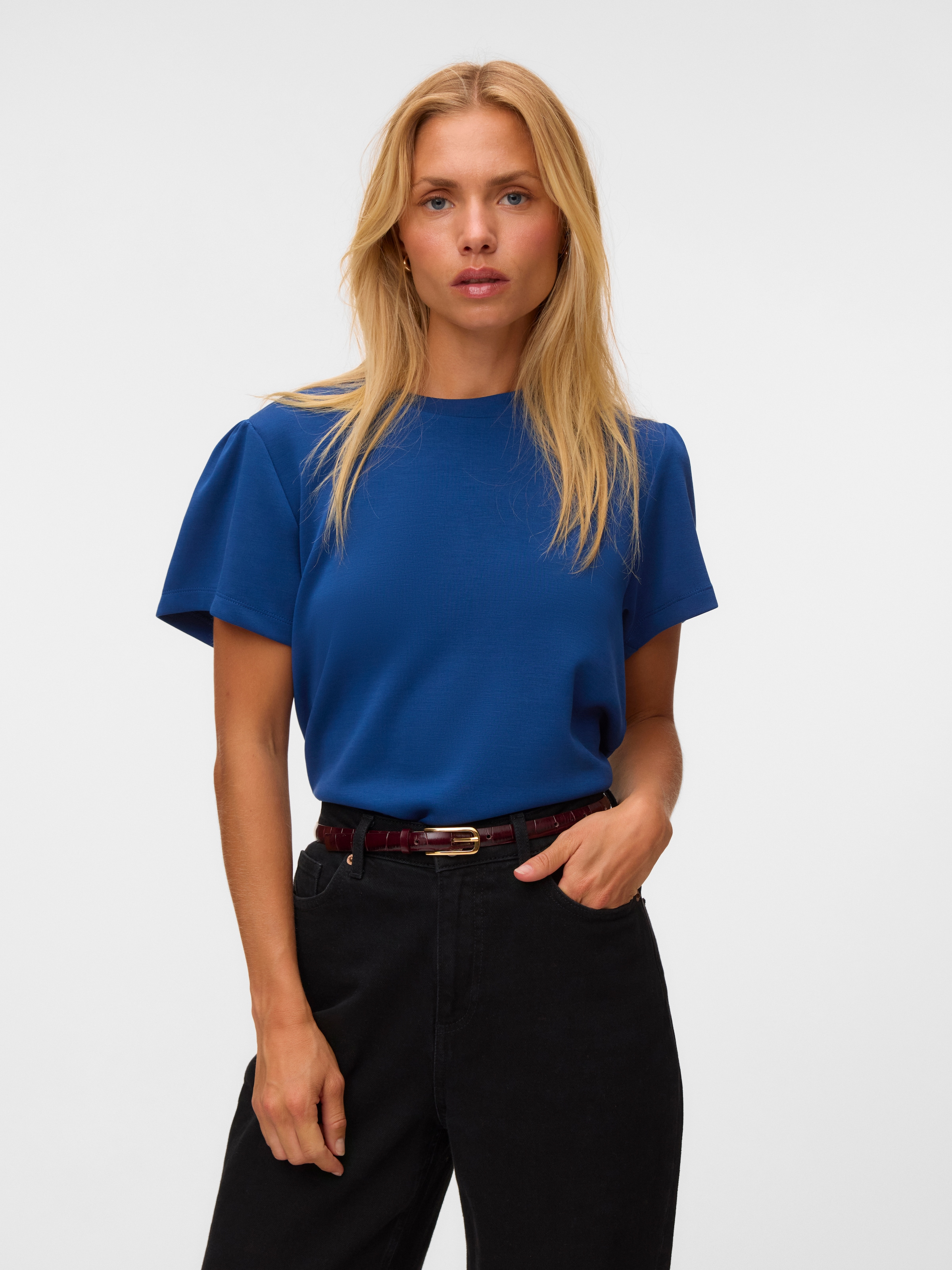 Image of Vero Moda Kurzarmshirt "VMELLA SS O-NCK TOP JRS" Viskosemischung, regular fit