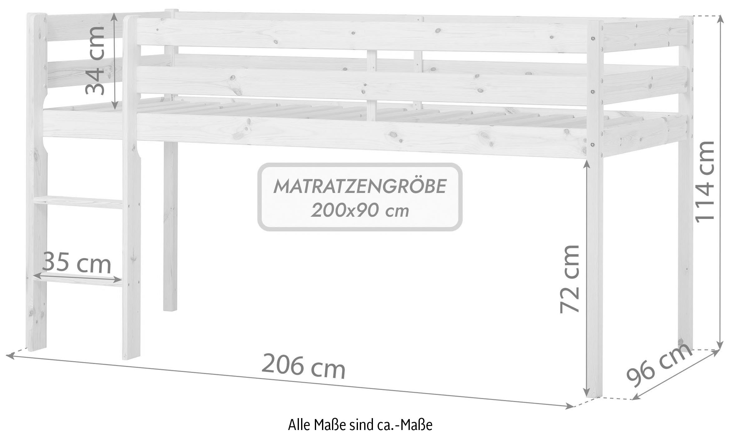 Hoppekids Spielbett »ECO COMFORT, Hochbett, in 2 Einzelbetten teilbar«, Höhe 72cm, Farbe & Grösse & Matratze