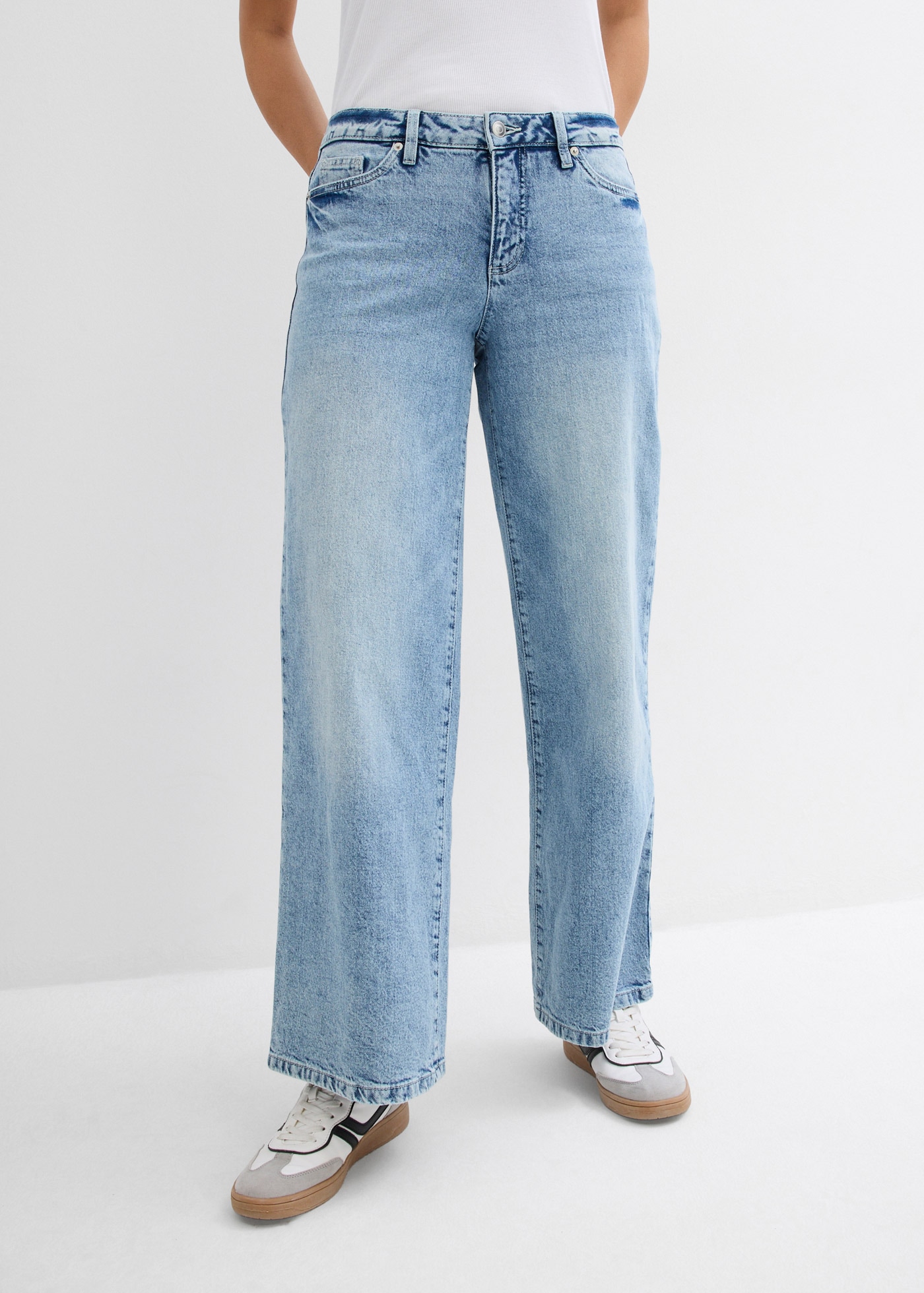 Image of bonprix Weite Jeans 1 mittlere Bundhöhe, aus festem Baumwoll-Denim, mit Zip Fly und Knopf