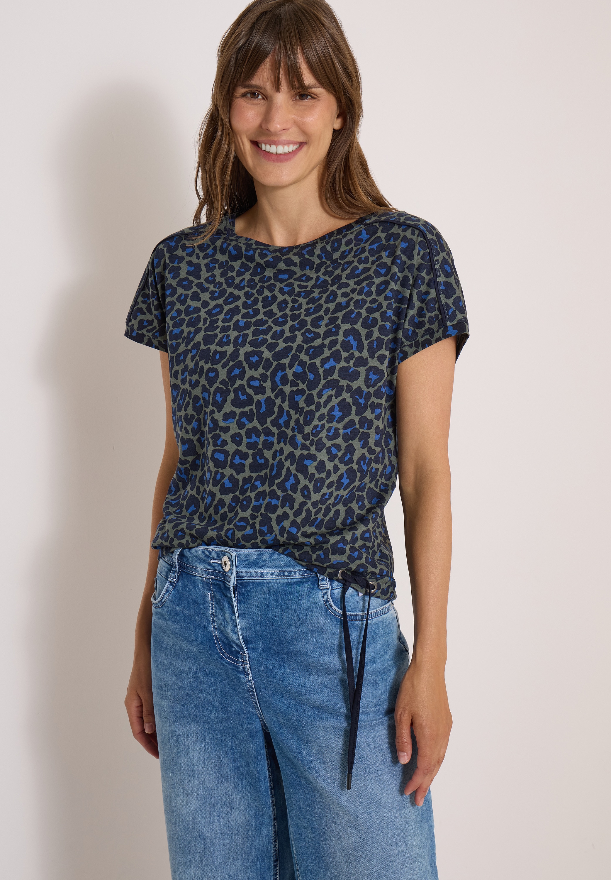 Image of Cecil Print-Shirt U-Boot Ausschnitt, angeschnittene Ärmel