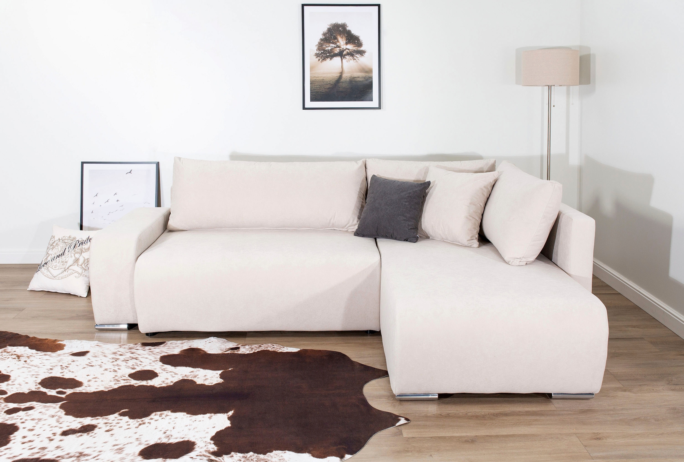 Image of COLLECTION AB Ecksofa "Poppy L-Form, B: 227 cm" Bettfunktion, Bettkasten & 1 Zierkissen