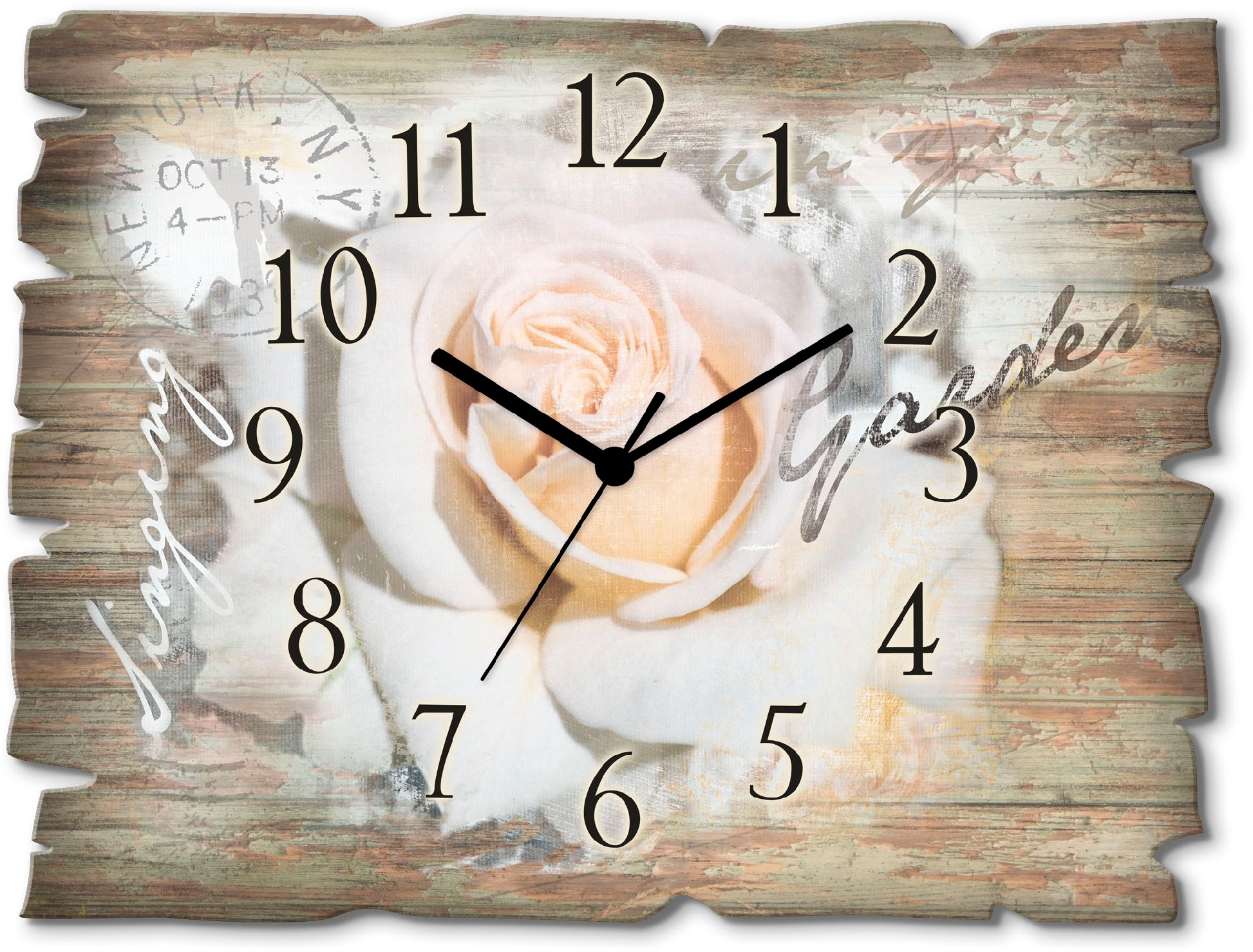 Image of Artland Wanduhr »In Buchstaben - Rose«, lautlos, ohne Tickgeräusche, nicht tickend, geräuschlos - wählbar: Funkuhr o. Quarzuhr, moderne Uhr für Wohnzimmer, Küche etc. - Stil: modern bei Ackermann Versand Schweiz