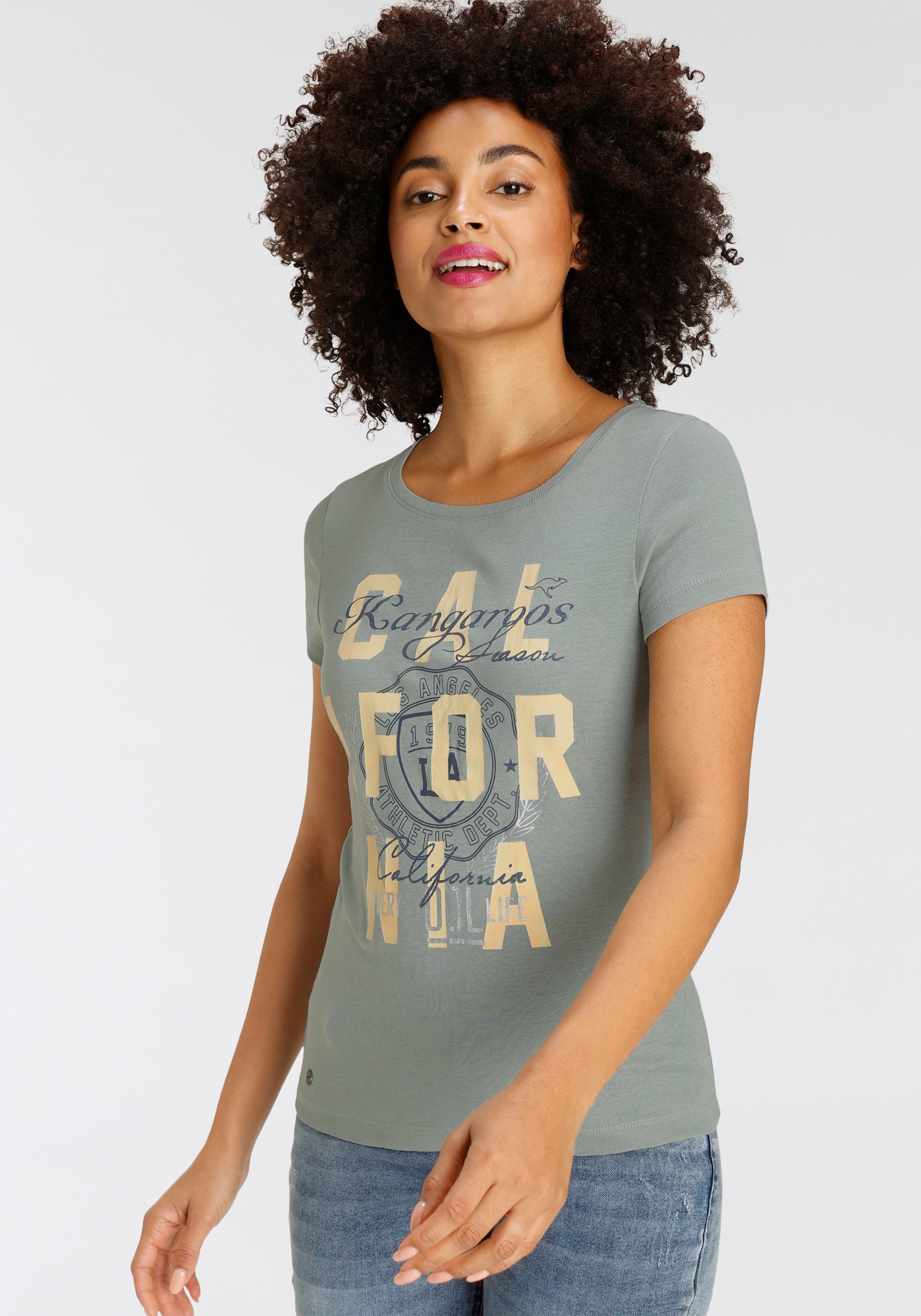 Logodruck KangaROOS kaufen California-Style NEUE Print-Shirt, ♕ im - KOLLEKTION mit versandkostenfrei