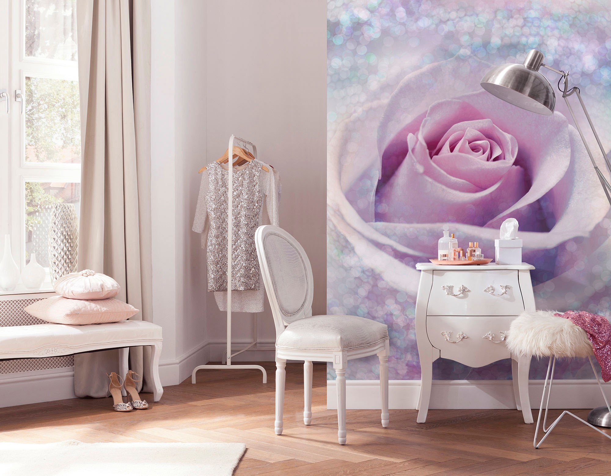 Komar Vliestapete »Digitaldruck Vlies - Delicate Rose - Grösse 200 x 260 cm«, bedruckt, Wohnzimmer, Schlafzimmer