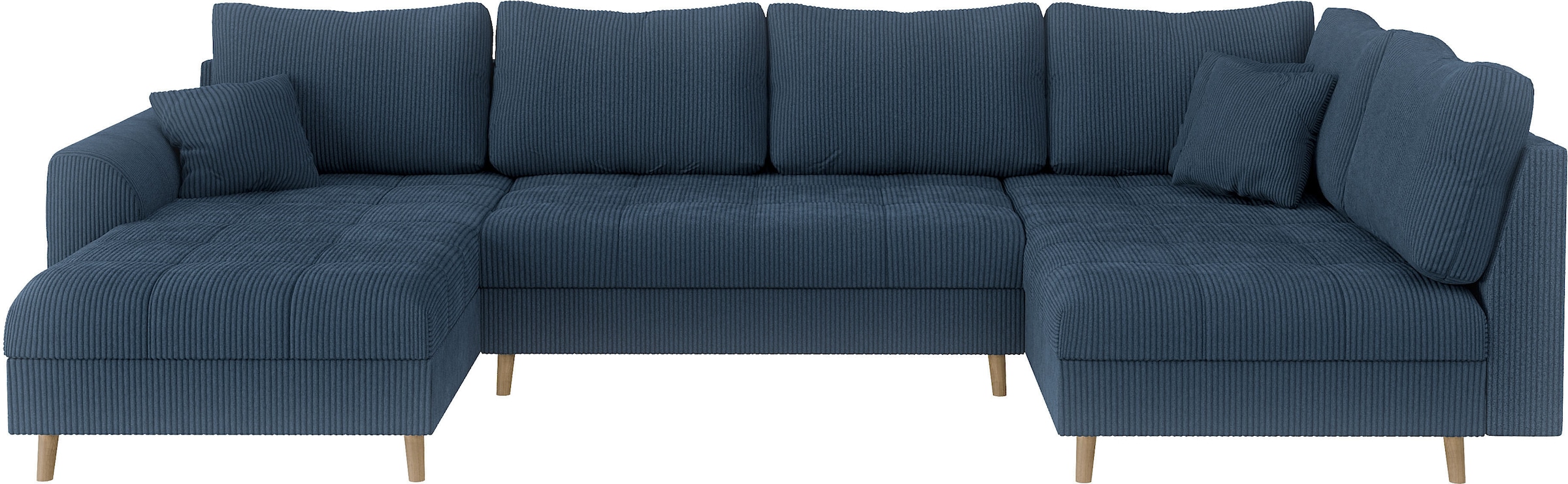 Home affaire Wohnlandschaft »CHARRE U-Form mit Ottomane, Masse B/T/H: 310/161/81 cm«, feine Steppung, lose Rücken- und Zierkissen, auch in Cord und Bouclé