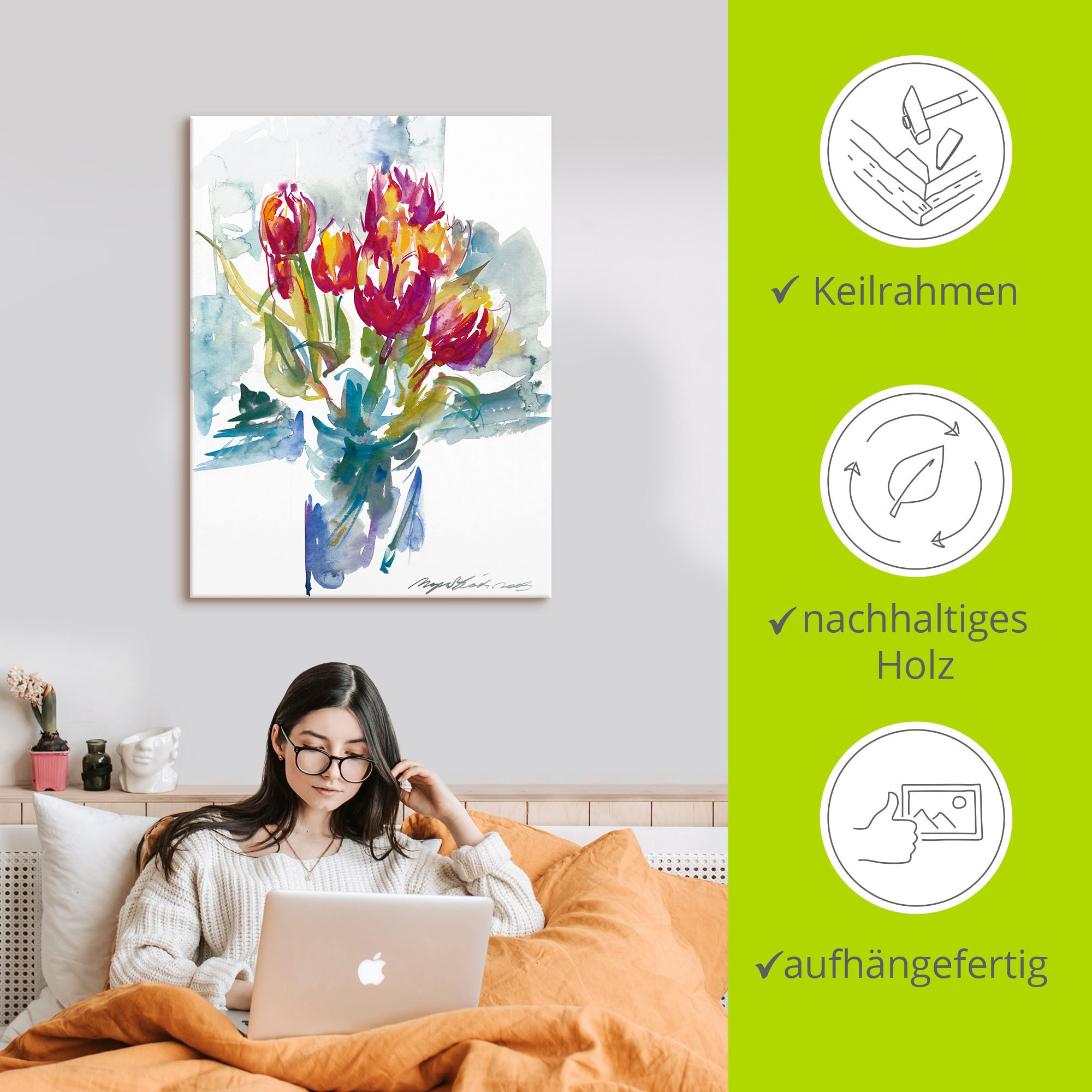 Artland Leinwandbild »Blumenstrauss I« Blumen 1 Stk. tlg. auf Holzrahmen gespannt