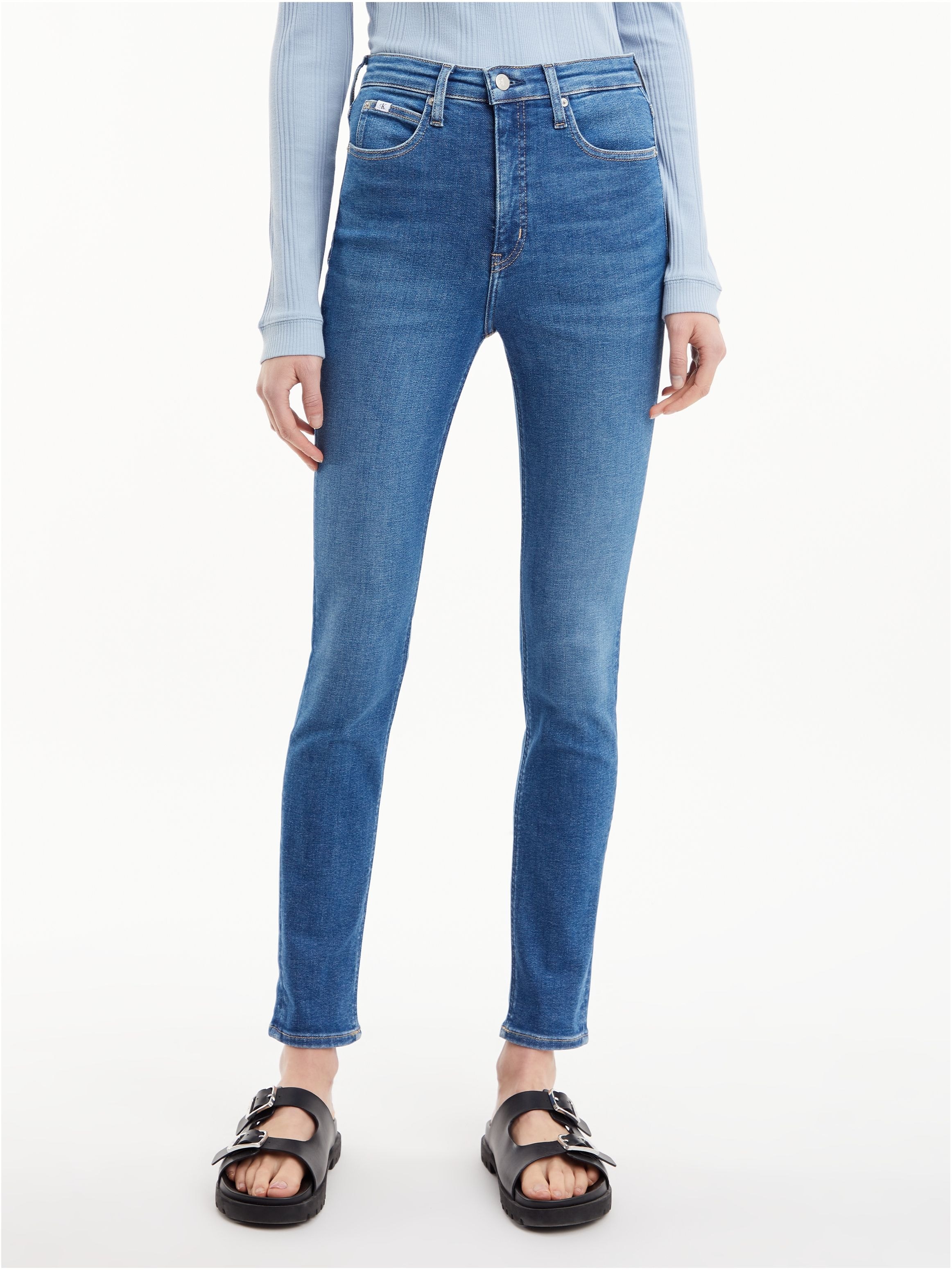 Skinny-fit-Jeans »HIGH RISE SKINNY«, mit Calvin Klein Leder-Brandlabel hinten am Bund