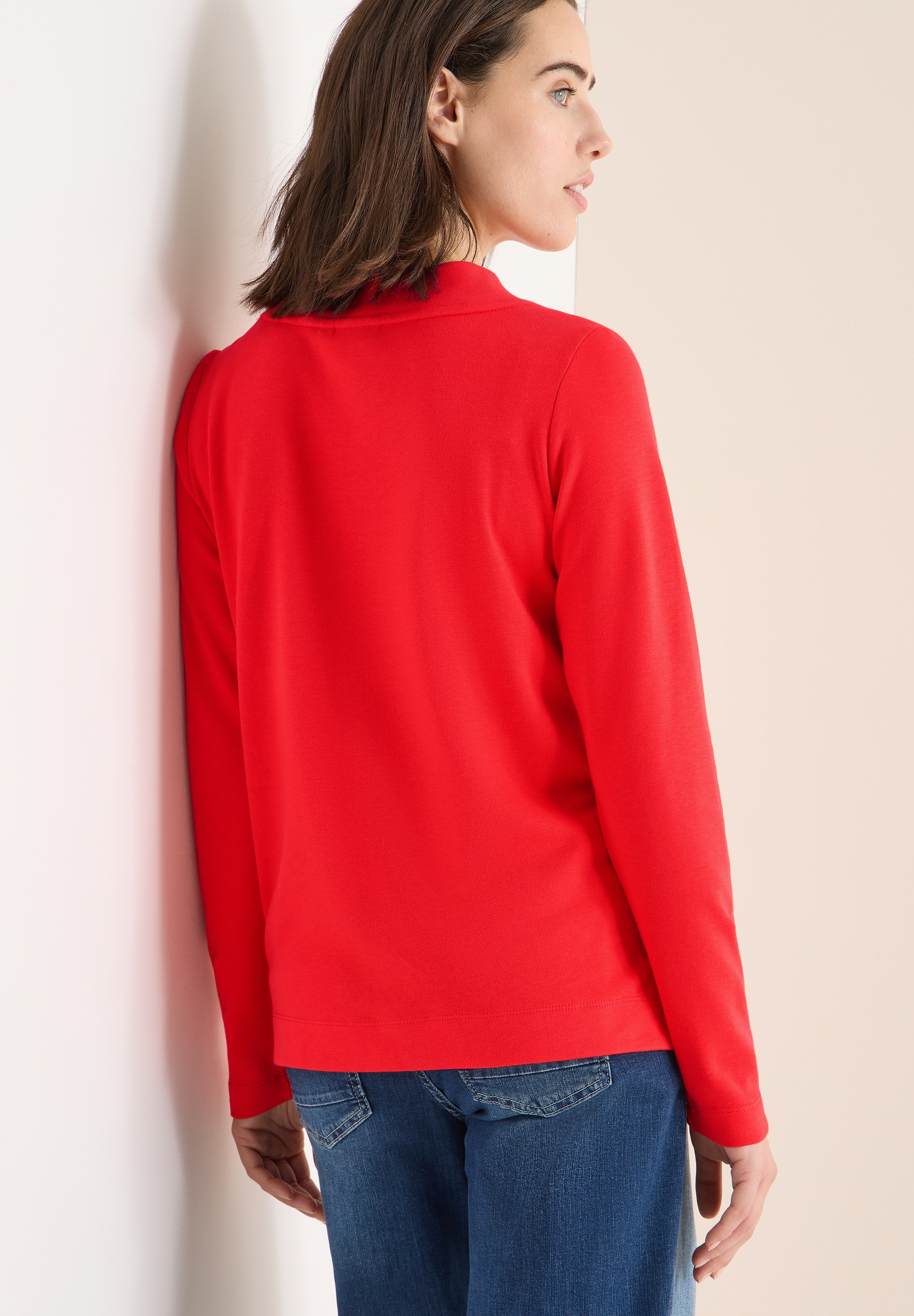 Cecil T-shirt à manches longues mit Stehkragen, Funnelneck