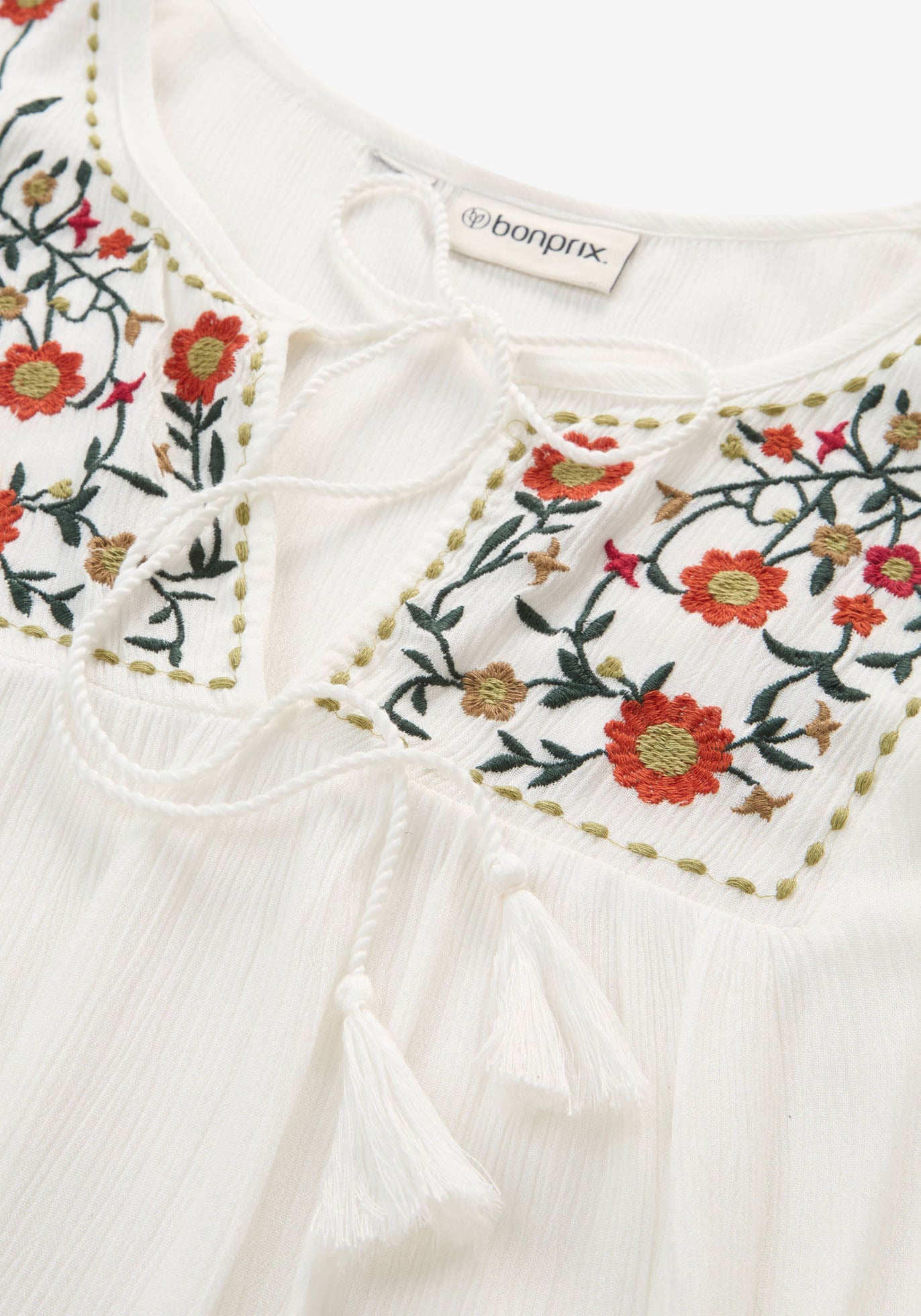 bonprix Tunika Casual Stil, A-Linie Passform, Kurzarm-Design, mit Stickerei