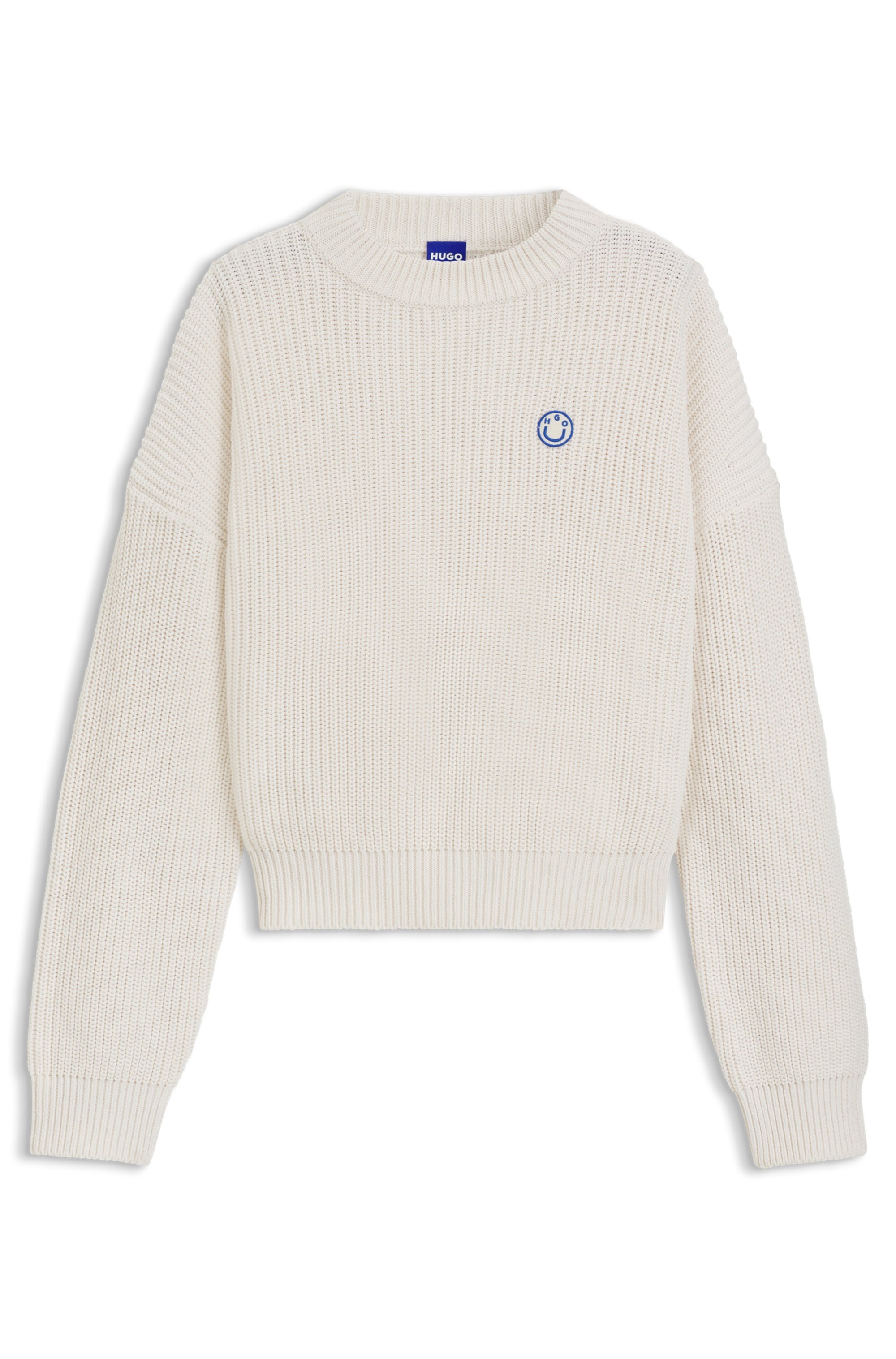 HUGO Blue Strickpullover »Slogery«, mit "Happy Hugo" Badge