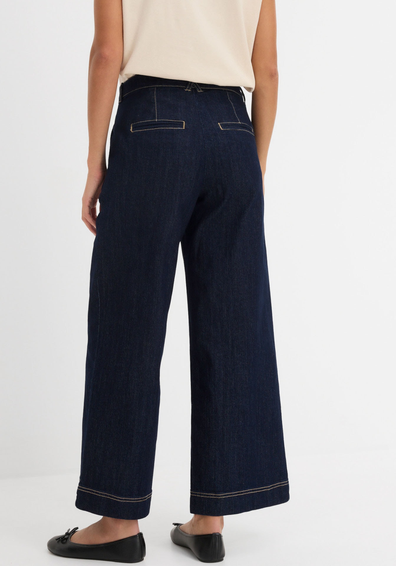 bonprix Jeans large »Wide-Leg-Jeans High Waist, Bequembund« Loose Fit Passform, High Waist, mit Bundfalten