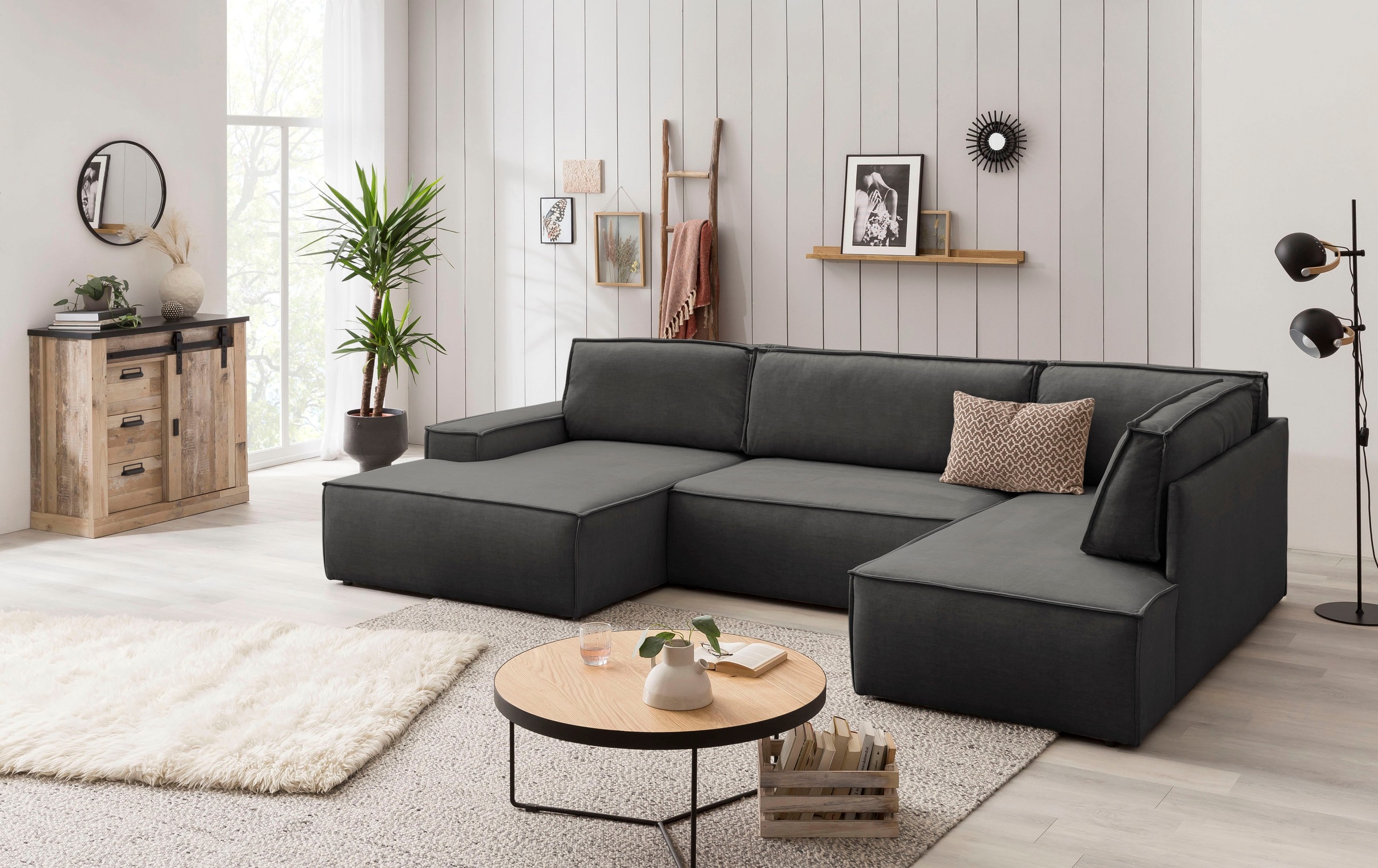 Image of GOODproduct Wohnlandschaft "SHERWOOD U-Form, 329 cm - OTTO. Verlässliche Qualität." Schlaffunktion m. Bettkasten (194x139 cm), Cord, Vintage, Samtvelours