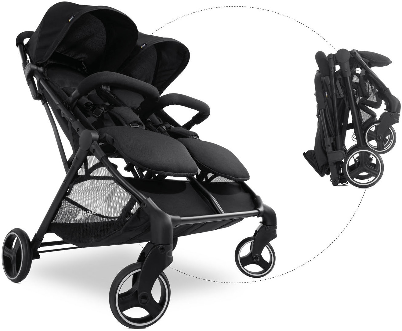 Hauck Poussette pour jumeaux »Swift X Duo, black« 30 kilos extrem schmal