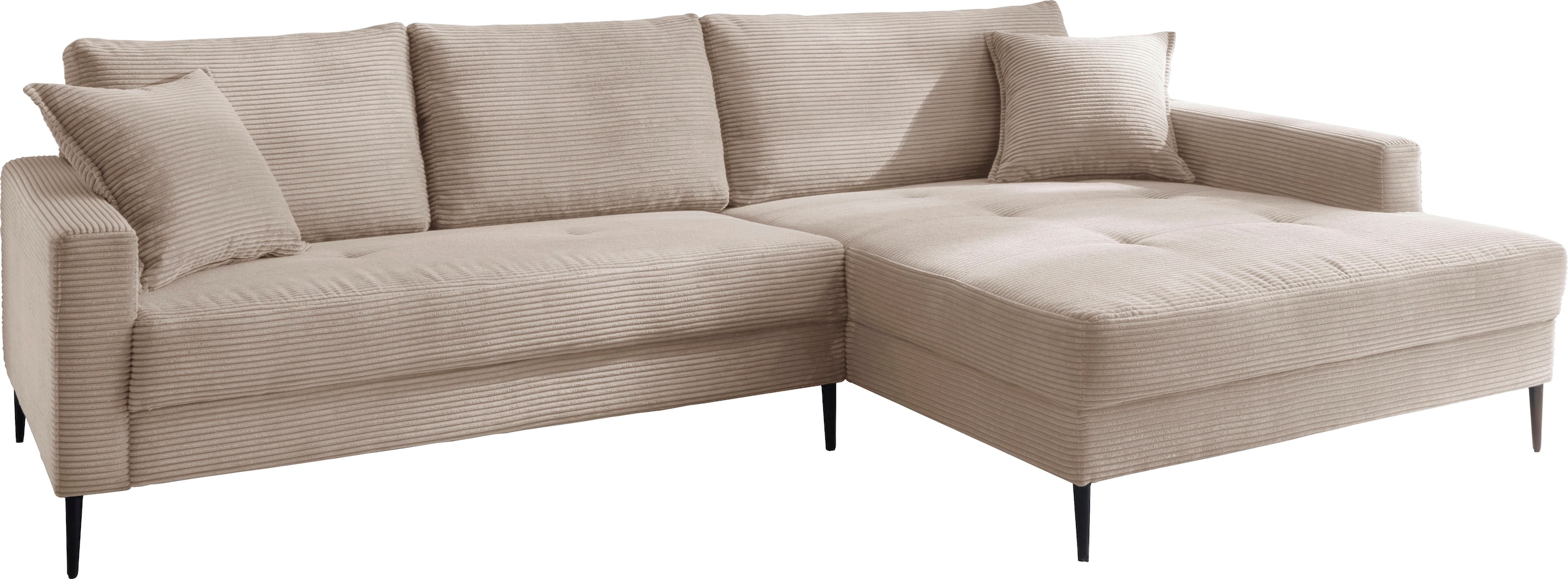 Trends by HG Ecksofa »Summer L-Form«, in Cord-Stoff mit Metallfuss