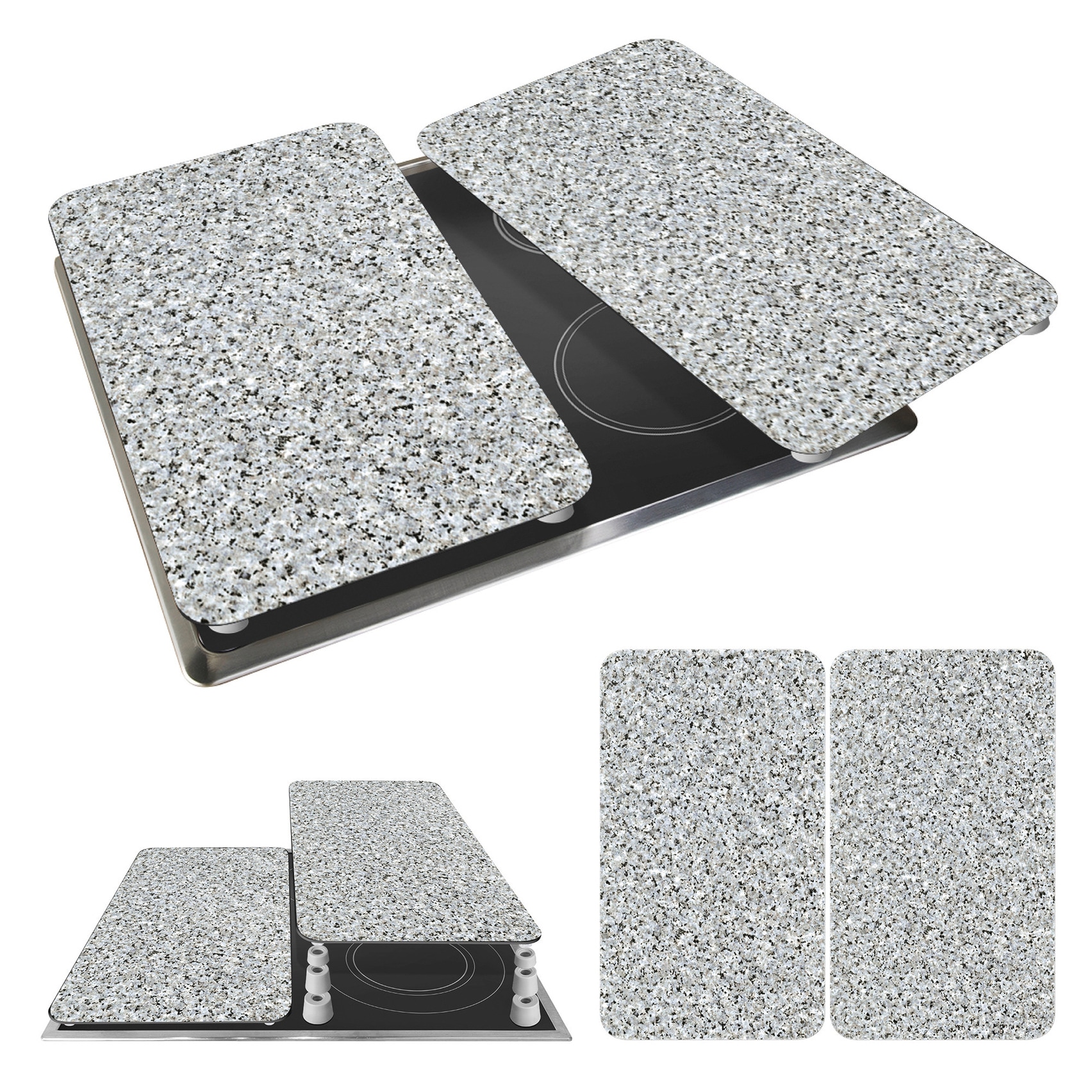 WENKO Herd-Abdeckplatte »Universal Modell Granit«, (Set, 2 tlg.), Herdabdeckung für alle Herdarten, kratzfest, mit rutschfesten Füssen