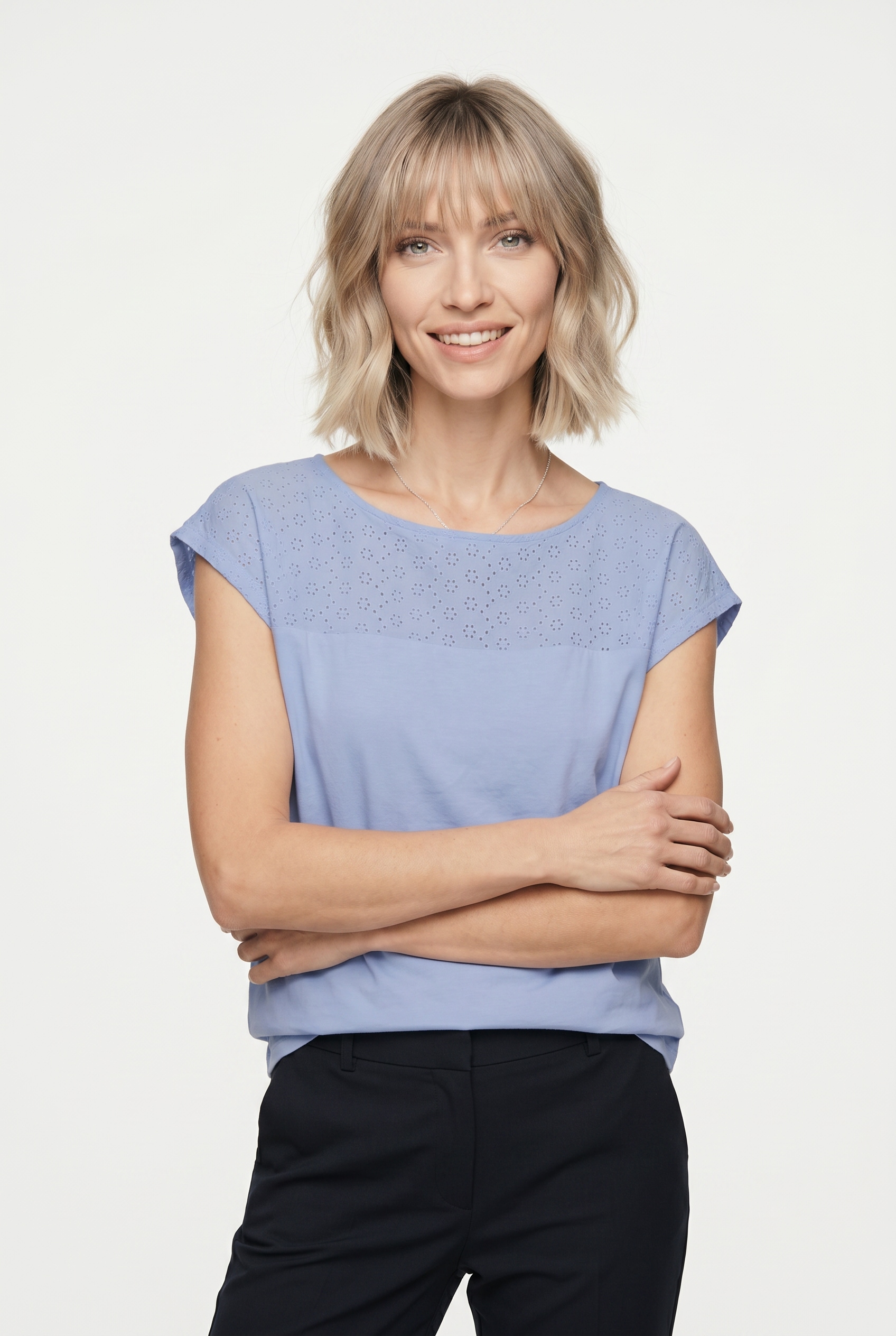 Image of Vero Moda Spitzentop "VMJANNI CS BOAT NECK TOP JRS GA" Baumwolle