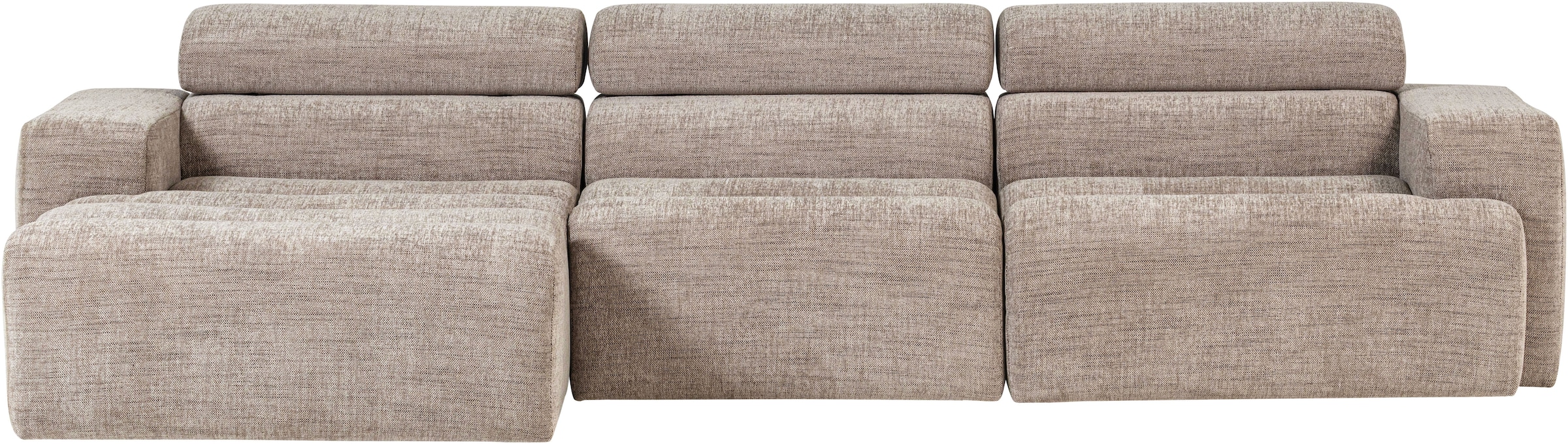 Image of WOOOD Ecksofa "Novi Chaiselongue Bezug mit verstellbarer Nackenstütze 300x173x73 cm" Links, Tragkraft 360 kg, Gute Verschleissfestigkeit, Melange-Webstoff
