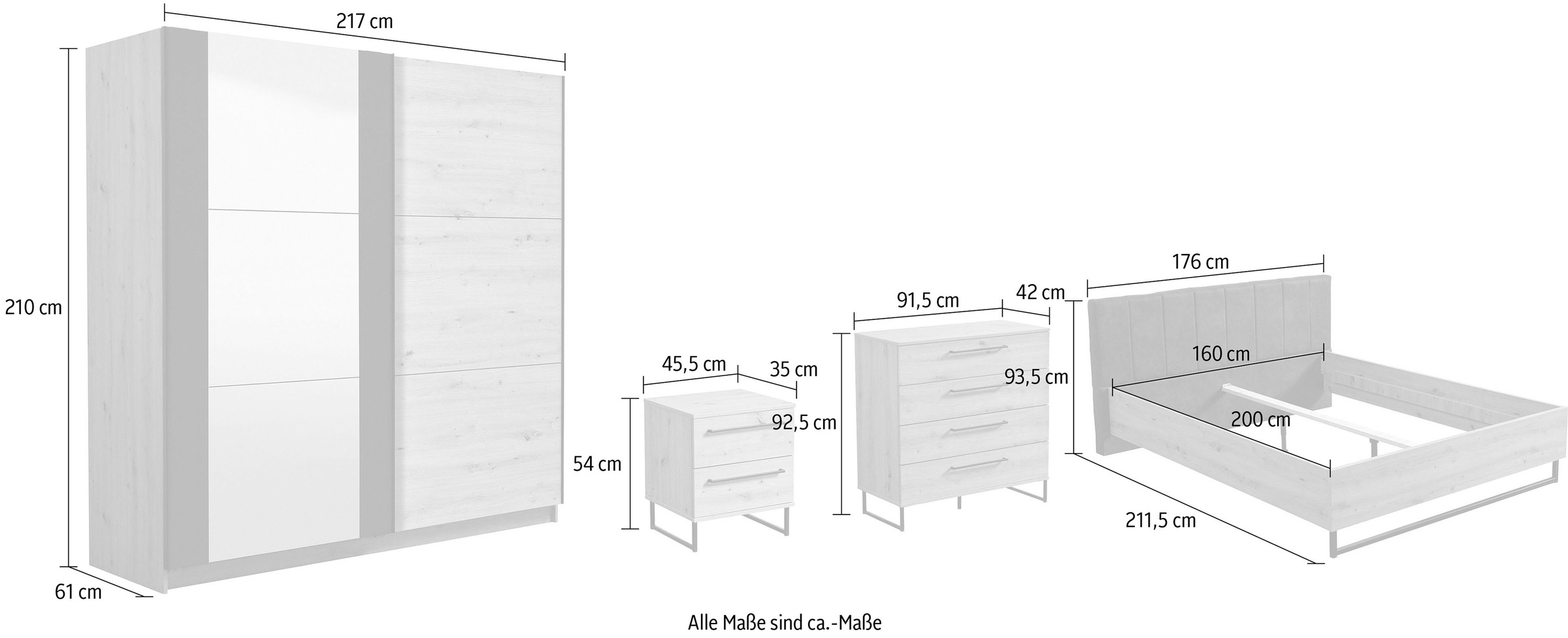 INOSIGN Schlafzimmer-Set »Sardinia« Set, 5 Stk. tlg. aus FSC-zertifiziertem Holzwerkstoff, Made in Europe