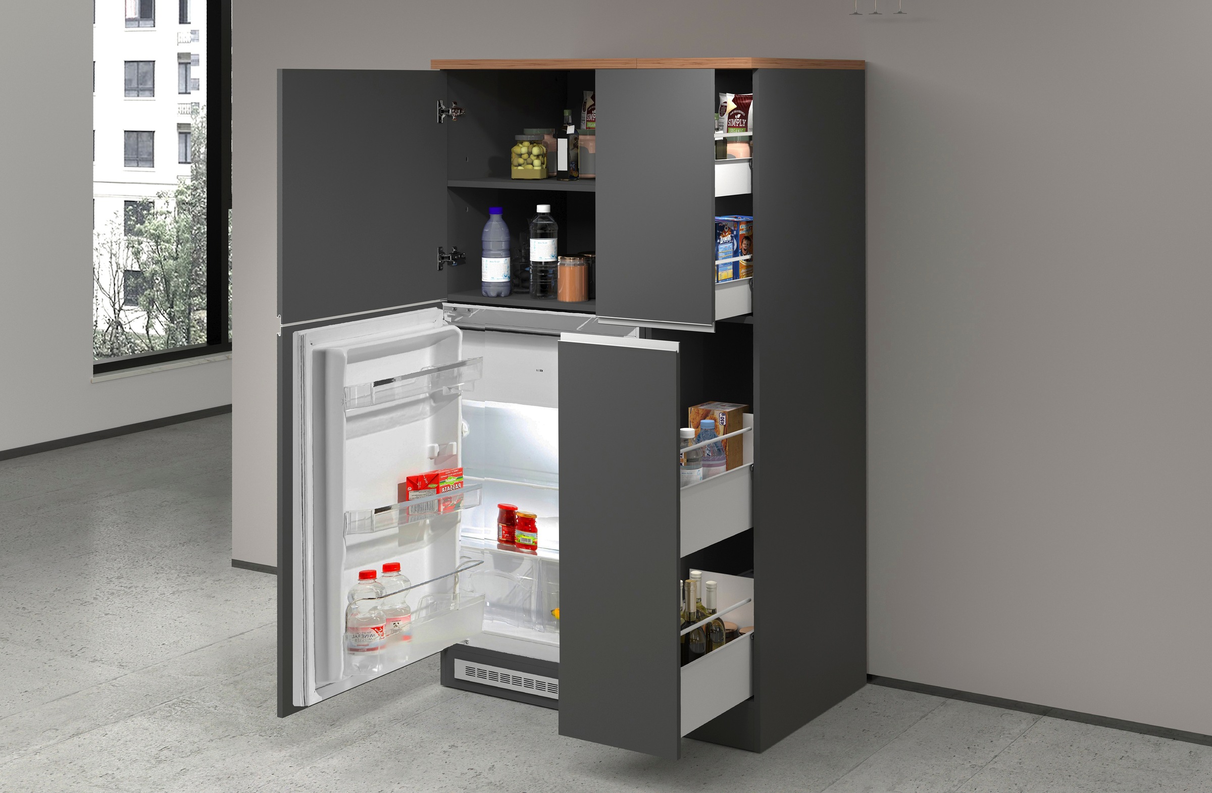 KOCHSTATION Küche "KS-Sole Küchenschrank-Set" Breite 90 cm,Umbau-und Apothekerschrank im Set
