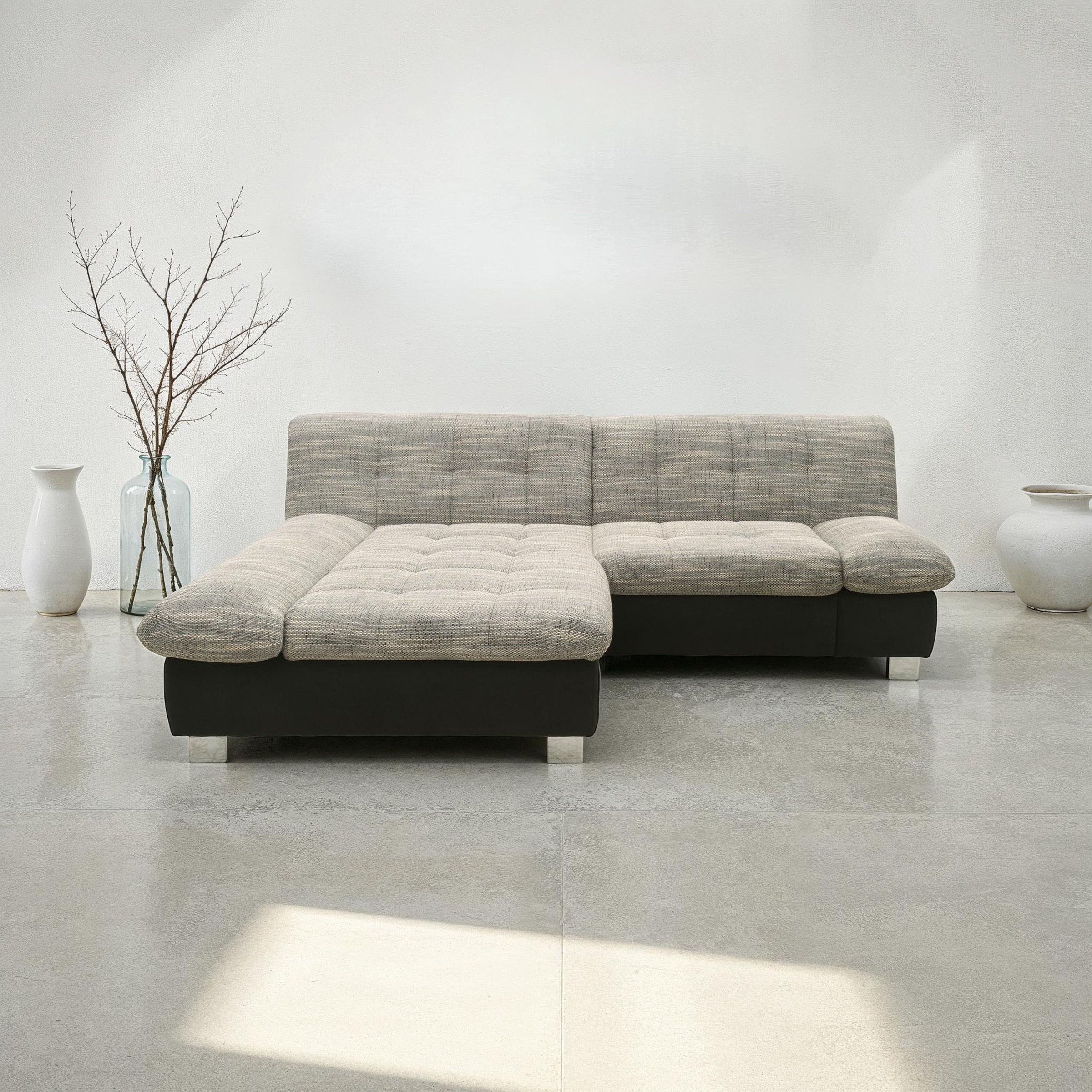 DOMO collection Ecksofa »100031 kompakte Stellmasse, komfortabel und bequem, L-Form«, wahlweise mit Bettfunktion und Armteilverstellung. Breite 234cm