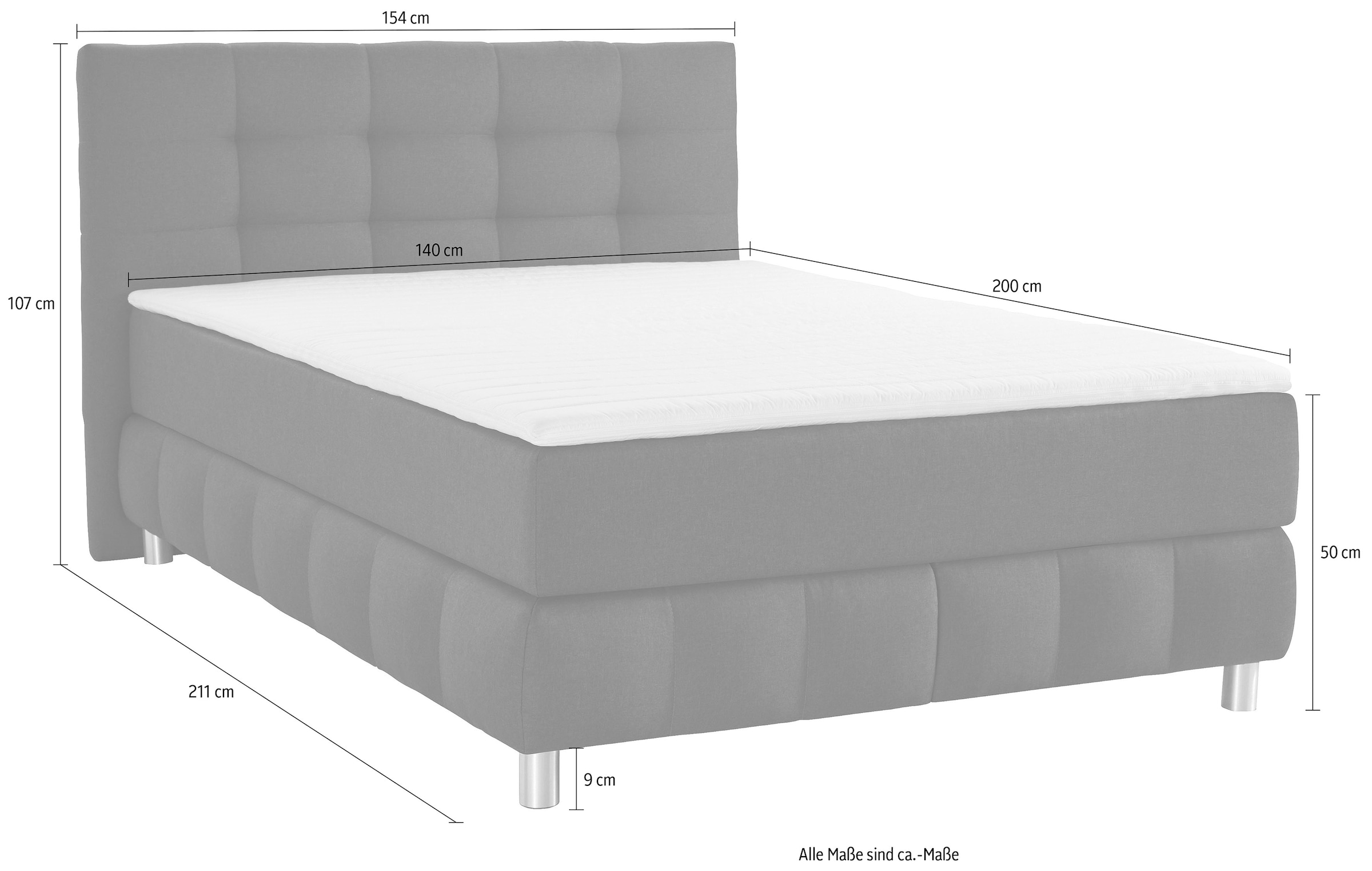 andas Boxspringbett »Salo«, incl. Topper, 6 Breiten, 2 Härtegrade, TFK auch in Härtegrad 4