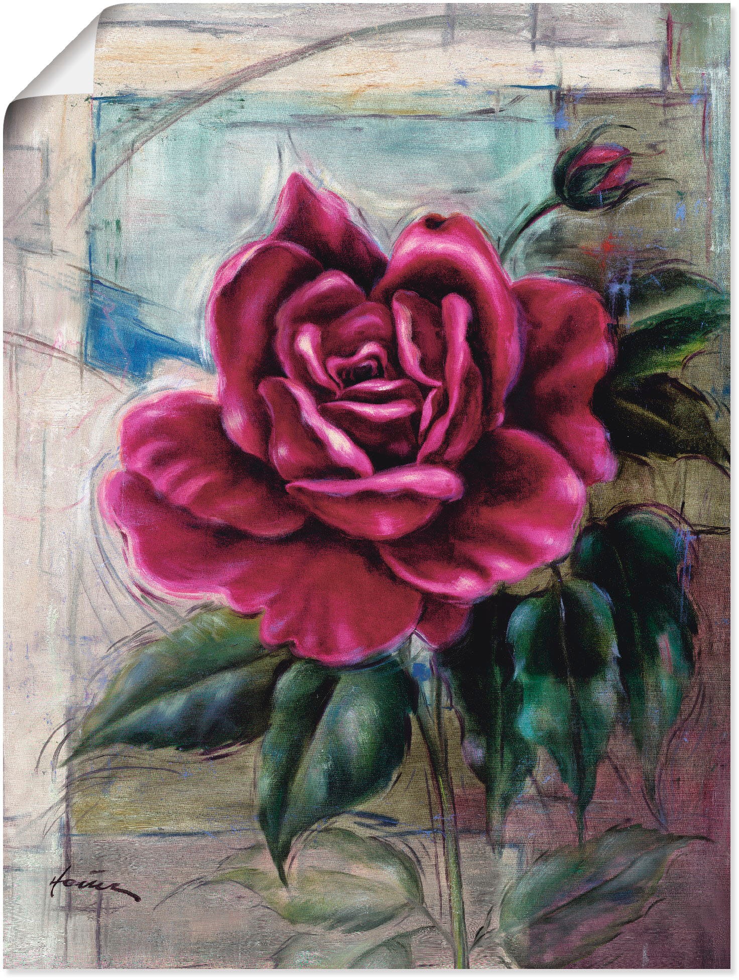 Image of Artland Wandbild »Rose II«, Blumen, (1 St.), in vielen Grössen & Produktarten - Alubild / Outdoorbild für den Aussenbereich, Leinwandbild, Poster, Wandaufkleber / Wandtattoo auch für Badezimmer geeignet bei Ackermann Versand Schweiz