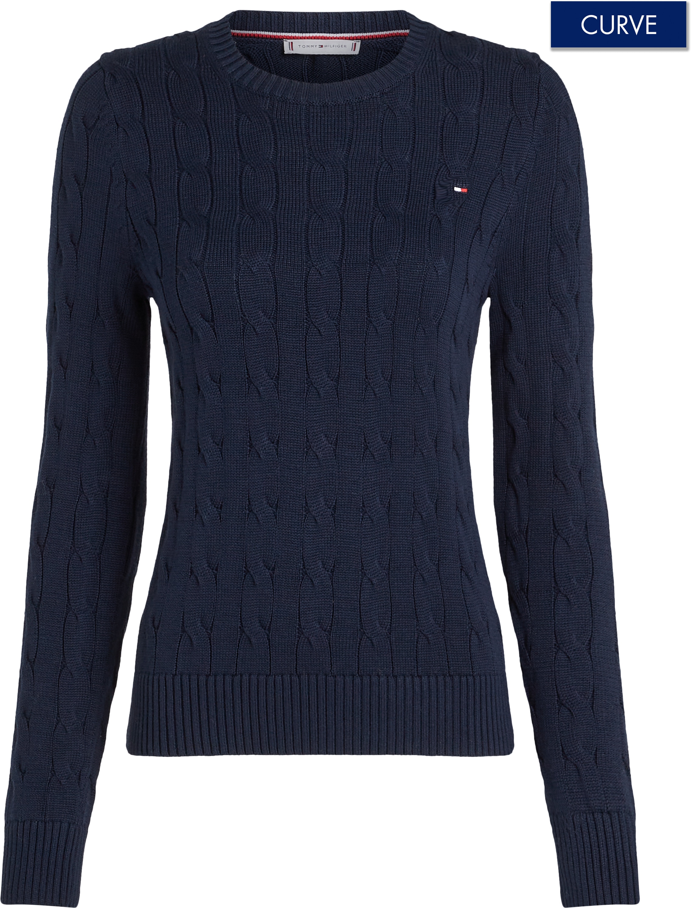 TOMMY HILFIGER Curve Rundhalspullover »CRV CO CABLE VAR LS C-NK SWT«, in Grossen Grössen, mit Zopfmuster,...