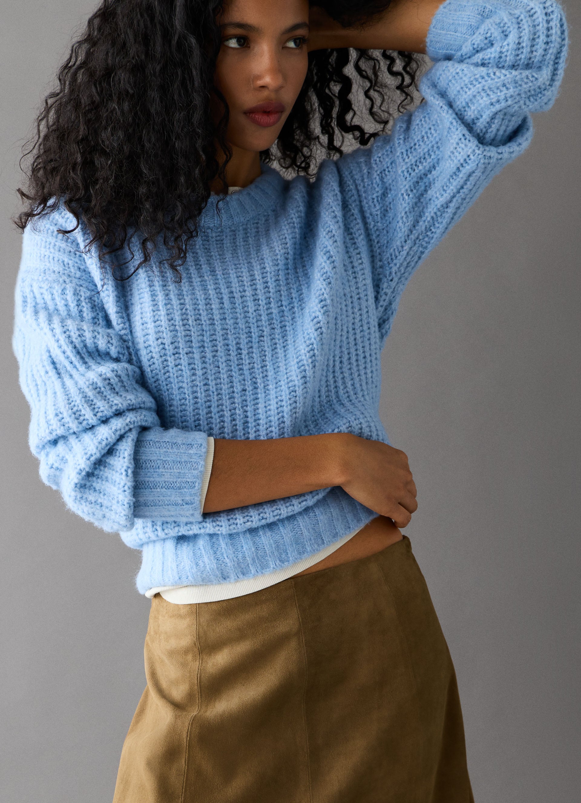 Image of Pepe Jeans Strickpullover "ASHLEY CREW" mit Rundhalsausschnitt, Materialmix